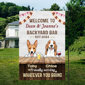 Personalized Dog Flag Backyard Bar Sign – Custom Dog Images & Names by 89Prints