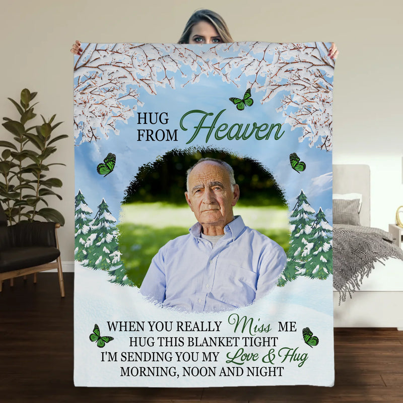 Hug from Heaven – Personalized Memorial Blanket with Photo and Loving Message - 89Prints