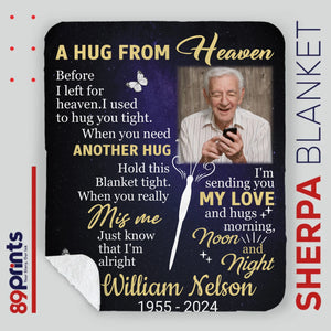 Personalized Hug from Heaven Memorial Blanket – Custom Photo & Name - 89Prints