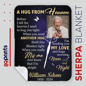 Personalized Hug from Heaven Memorial Blanket – Custom Photo & Name - 89Prints