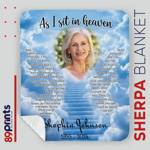 Personalized “As I Sit In Heaven” Memorial Blanket – With Photo & Name - 89Prints