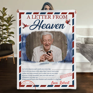 Personalized Memorial Blanket – “A Letter From Heaven” Design with Photo & Name - 89Prints