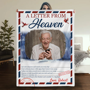 Personalized Memorial Blanket – “A Letter From Heaven” Design with Photo & Name - 89Prints
