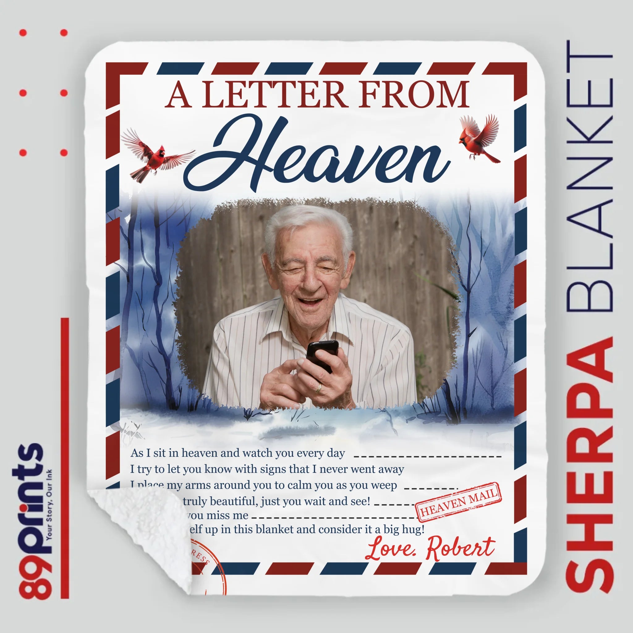 Personalized Memorial Blanket – “A Letter From Heaven” Design with Photo & Name - 89Prints