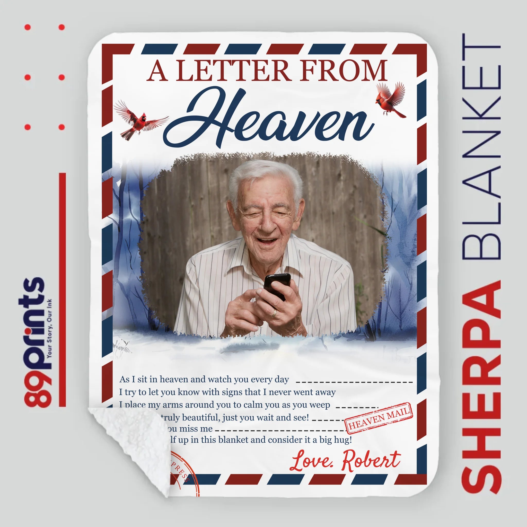Personalized Memorial Blanket – “A Letter From Heaven” Design with Photo & Name - 89Prints