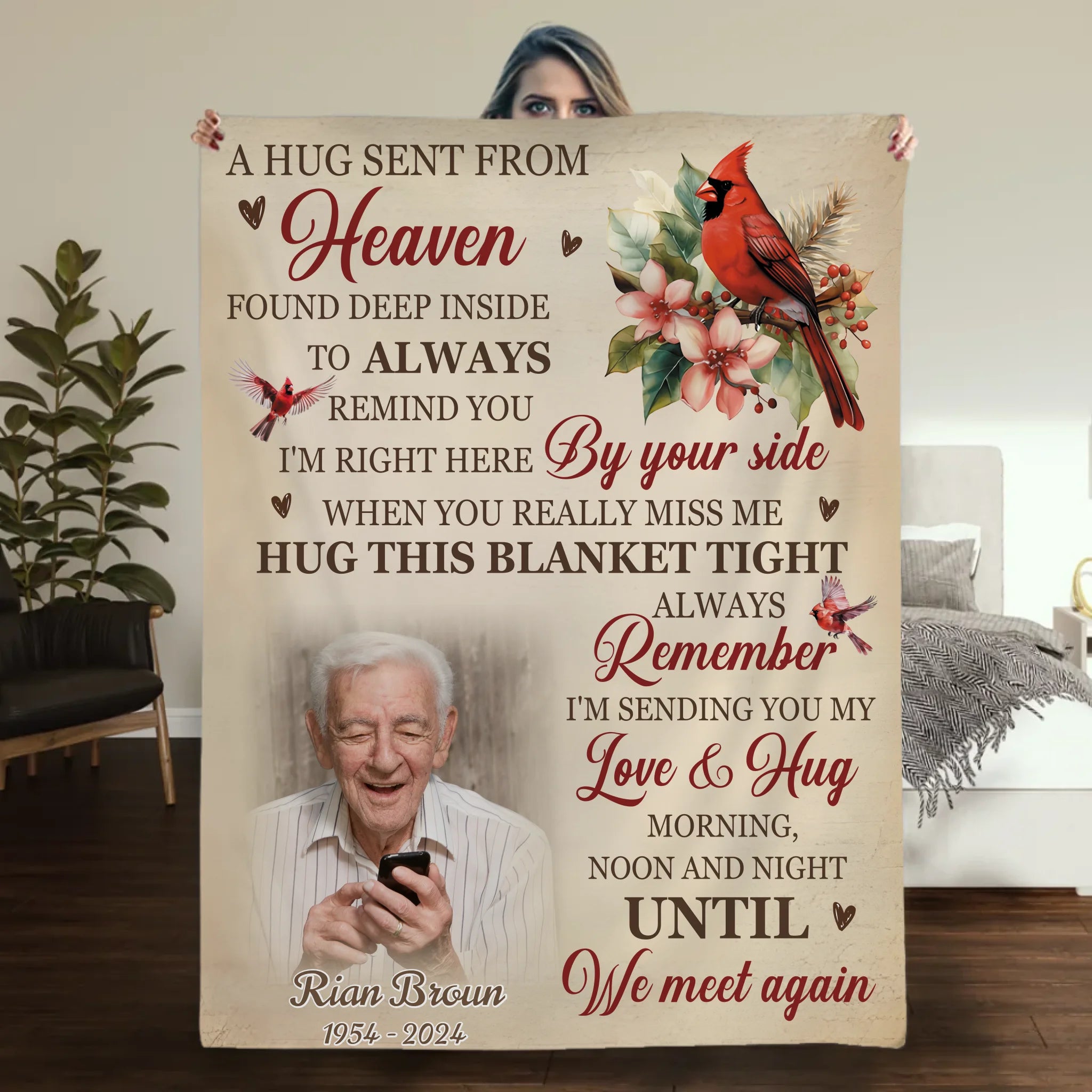 Personalized Memorial Blanket with Name and Photo – Custom Tribute Gift - 89Prints