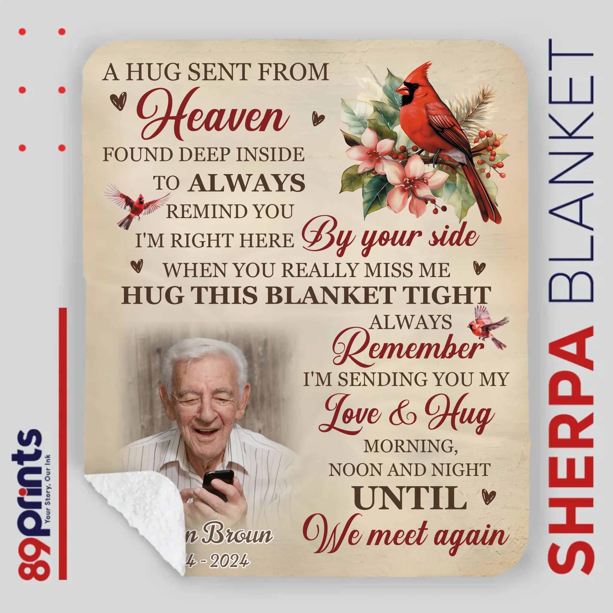 Personalized Memorial Blanket with Name and Photo – Custom Tribute Gift - 89Prints