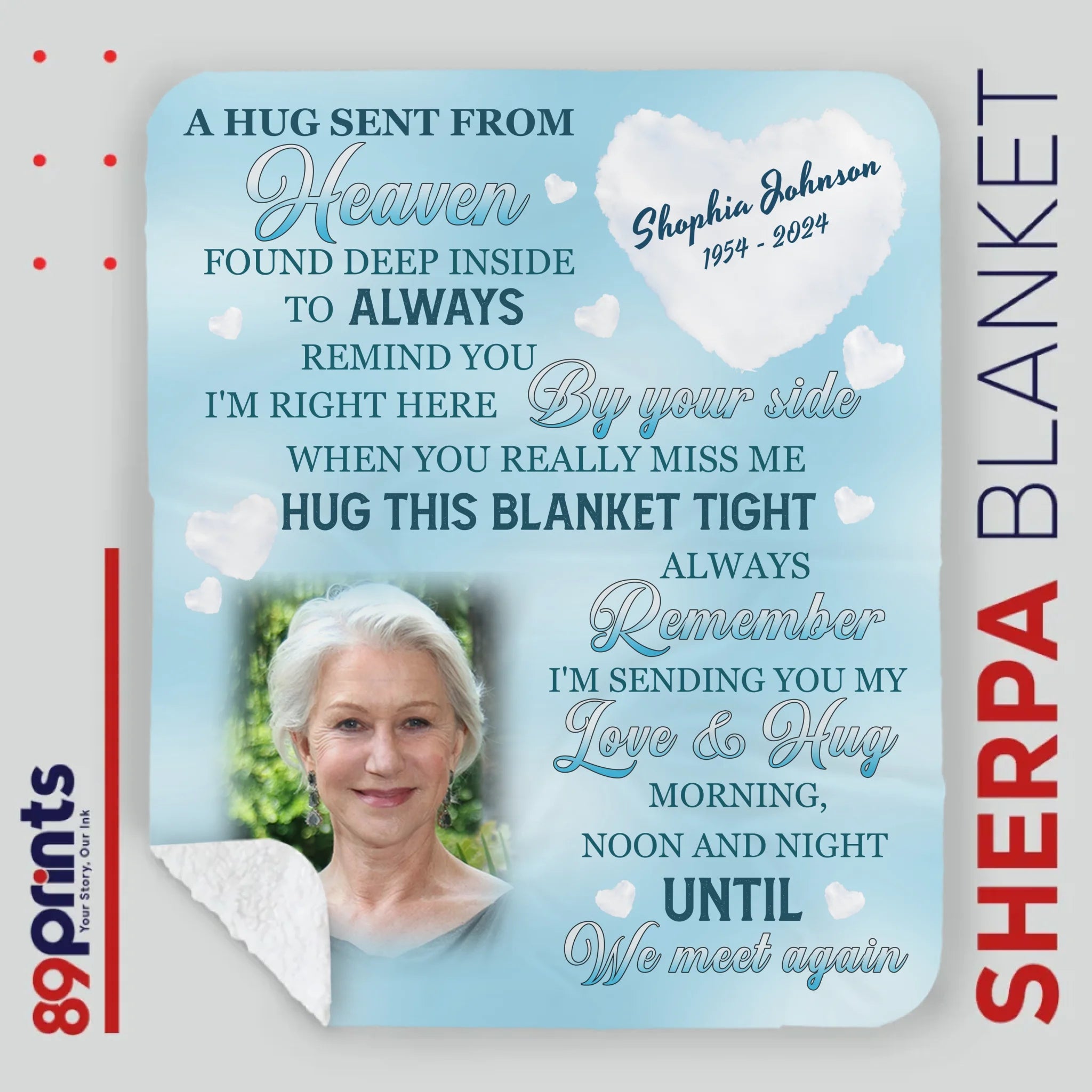 Personalized Memorial Blanket with Photo and Dates – Custom Remembrance Keepsake - 89Prints