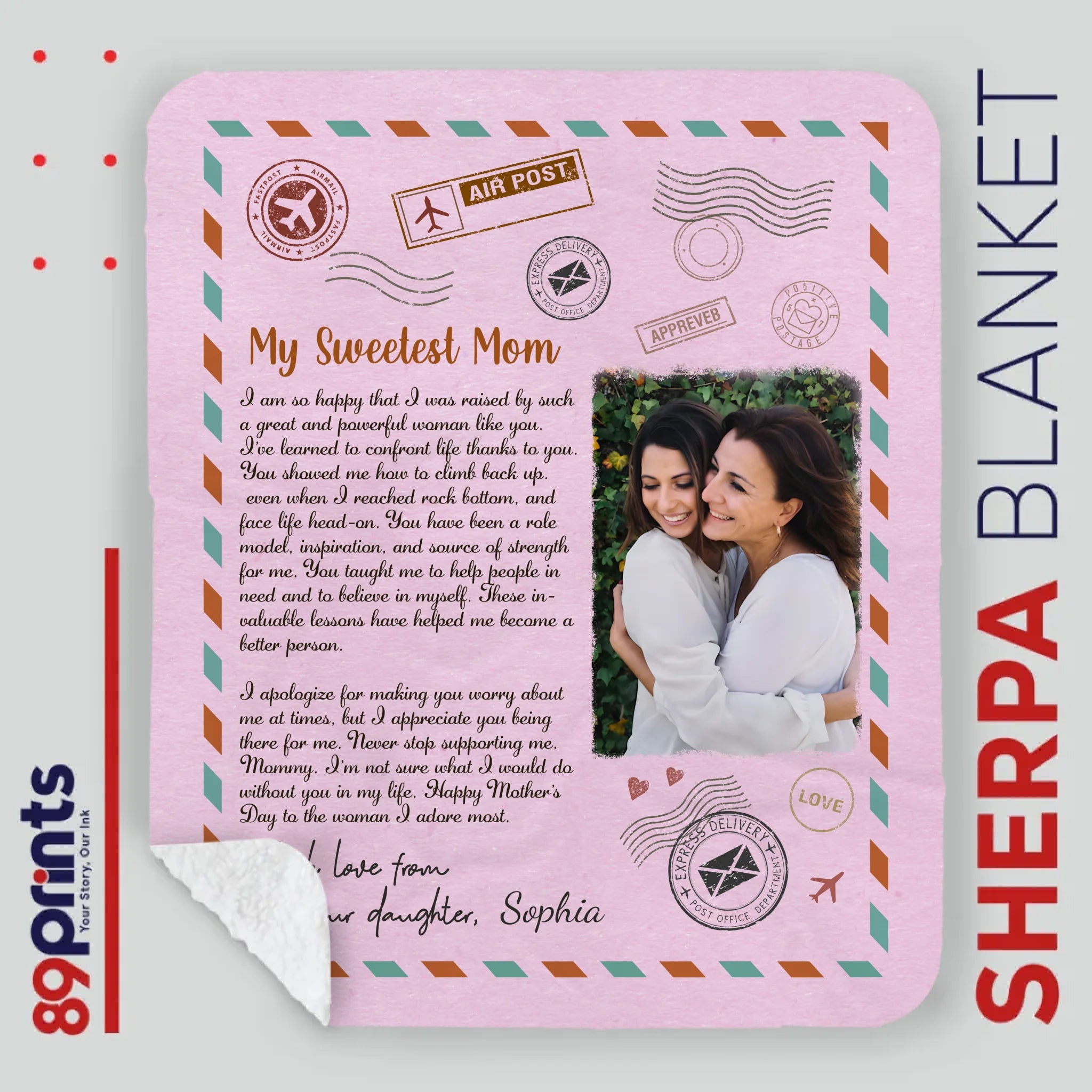 Personalized Memorial Blanket – My Sweetest Mom with Custom Photo & Name - 89Prints