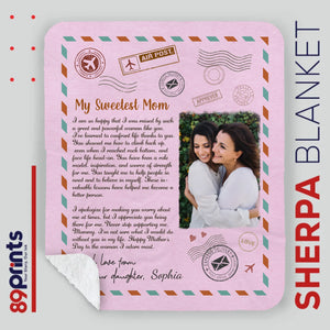 Personalized Memorial Blanket – My Sweetest Mom with Custom Photo & Name - 89Prints