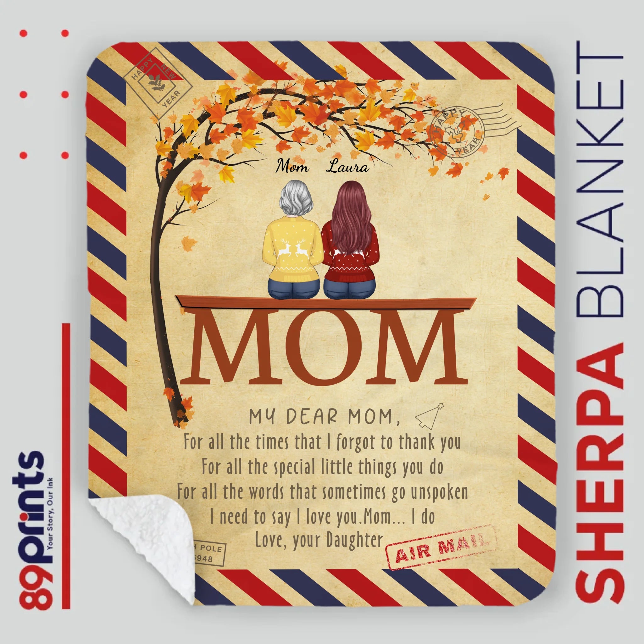 Personalized Memorial Blanket – My Dear Mom Tribute with Custom Name - 89Prints
