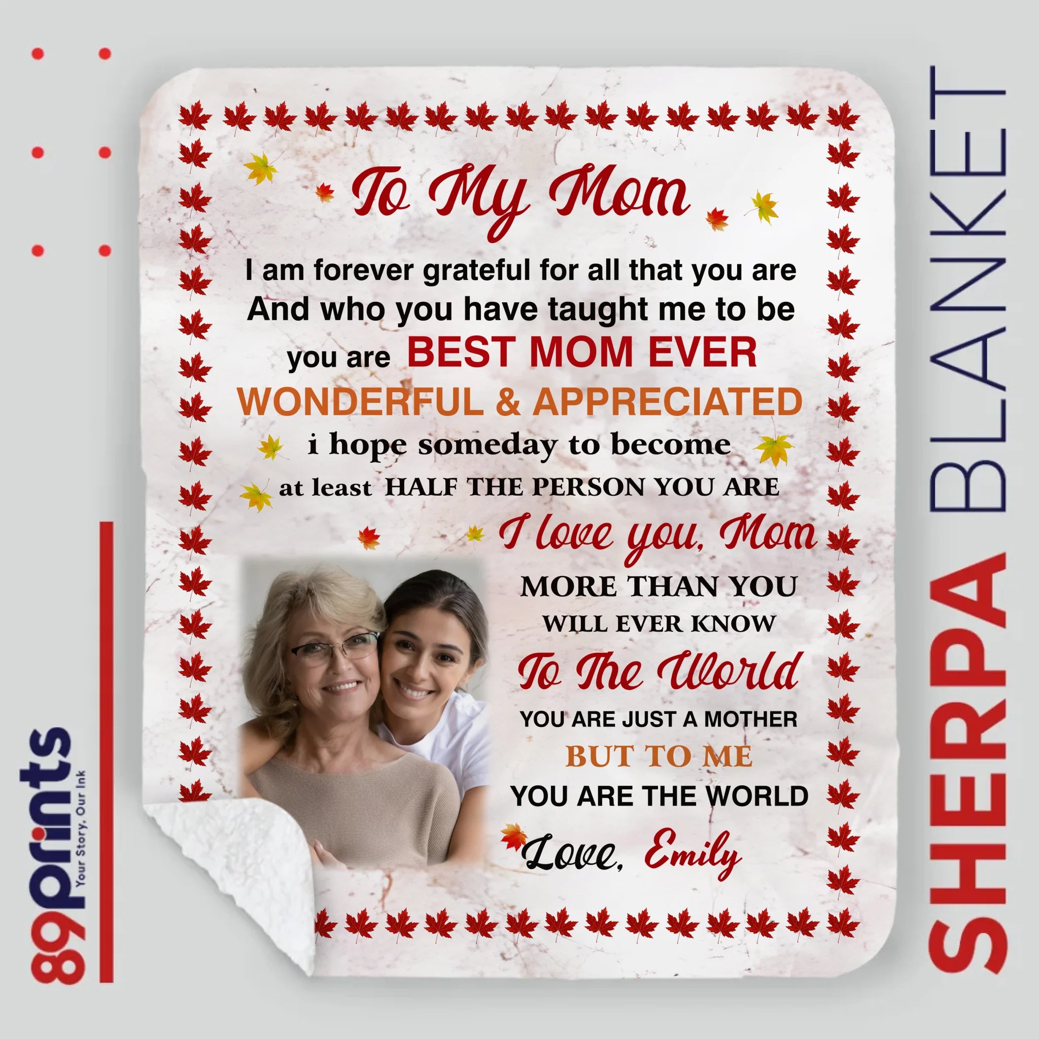Personalized Blanket – Customizable with Photo and Name to My Mom - 89Prints