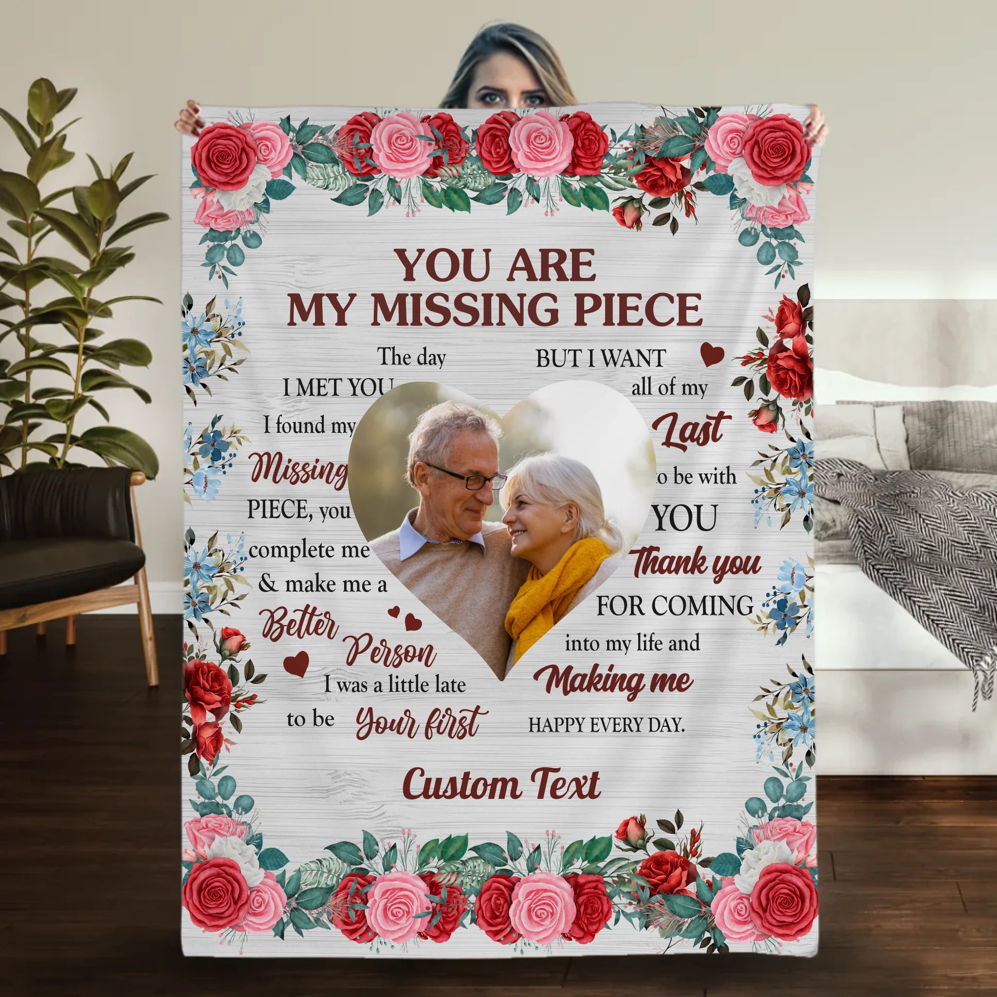 Personalized Husband & Wife Blanket – “You Are My Missing Piece” with Names - 89Prints