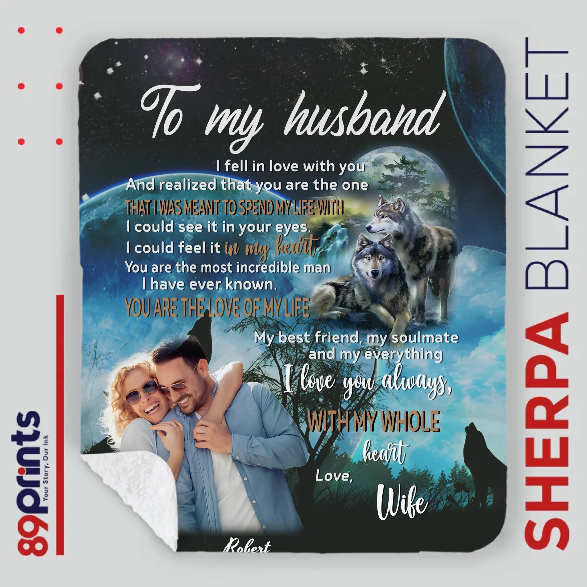 To My Husband – Custom Blanket with Name & Loving Words - 89Prints