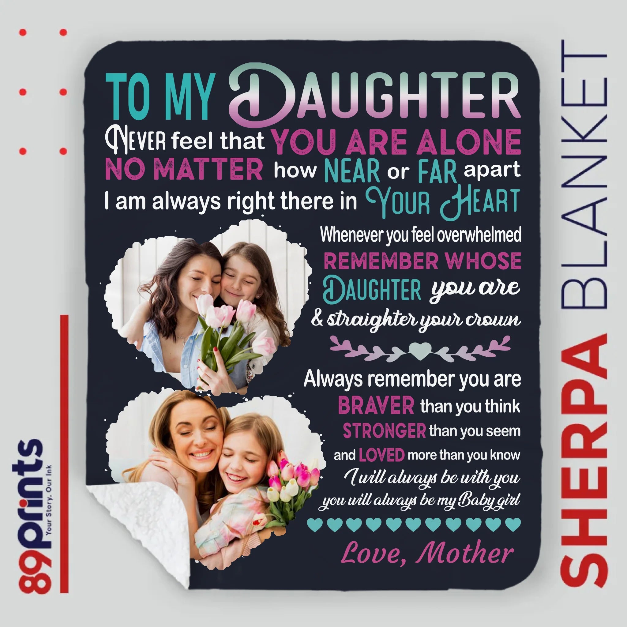 Personalized Blanket for Daughter – No Matter How Far, My Heart Is With You - 89Prints