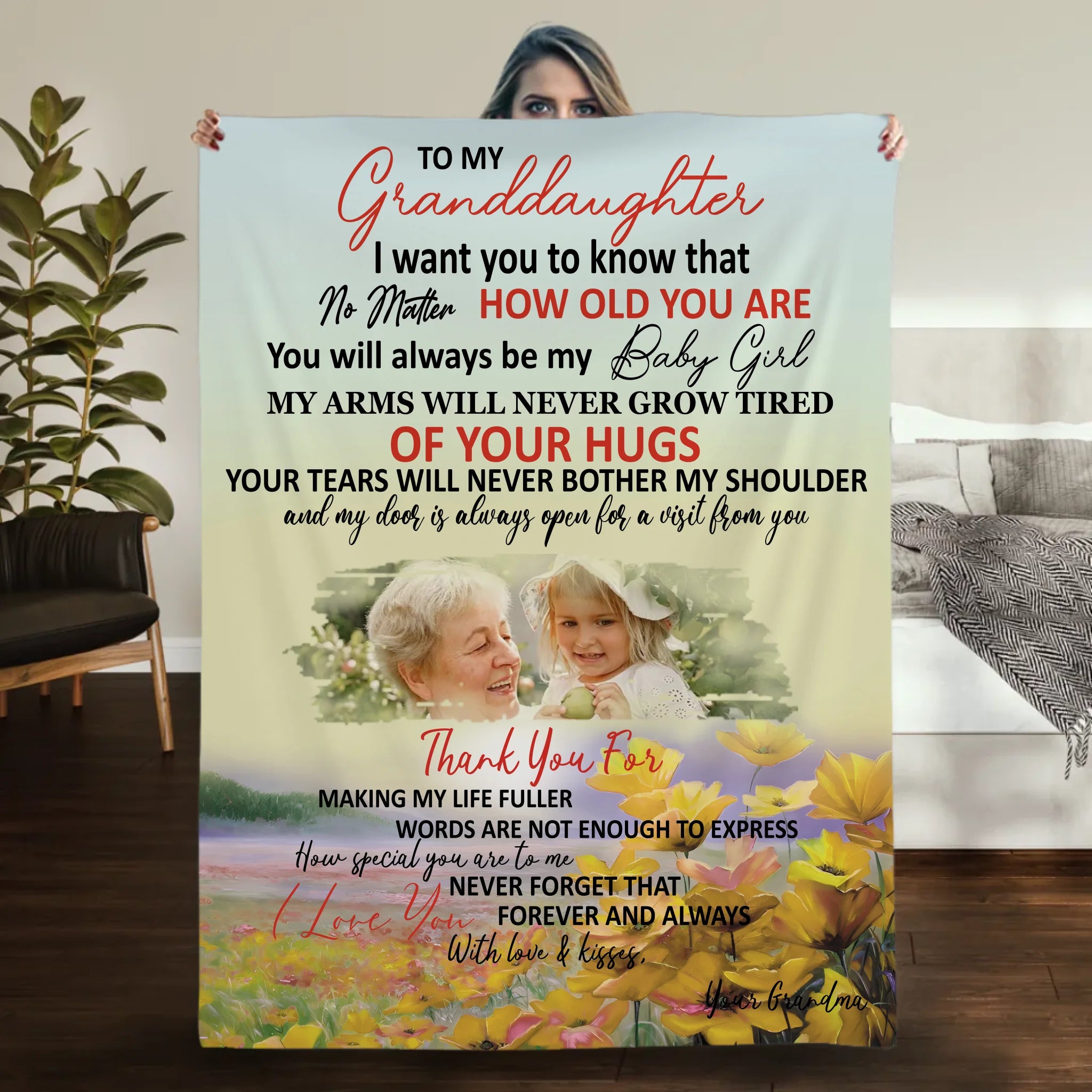 Personalized Granddaughter Blanket – To My Granddaughter, With All My Love - 89Prints