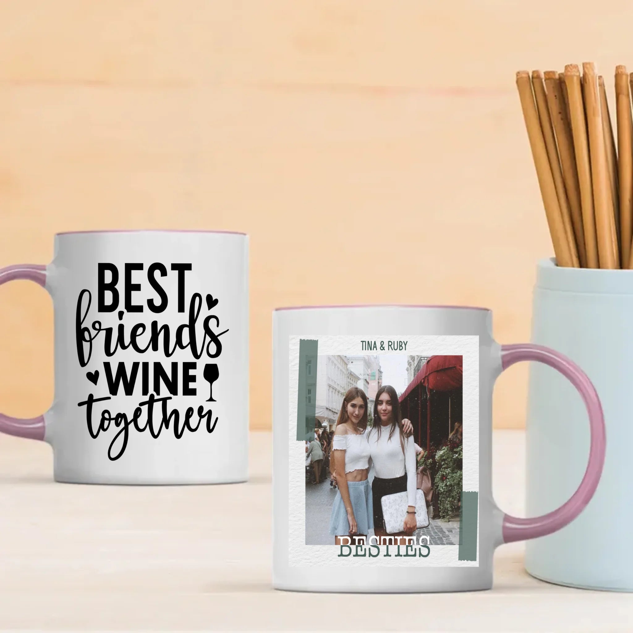 Personalized Best Friends Wine Mug – Birthday Gift for Besties - 89Prints