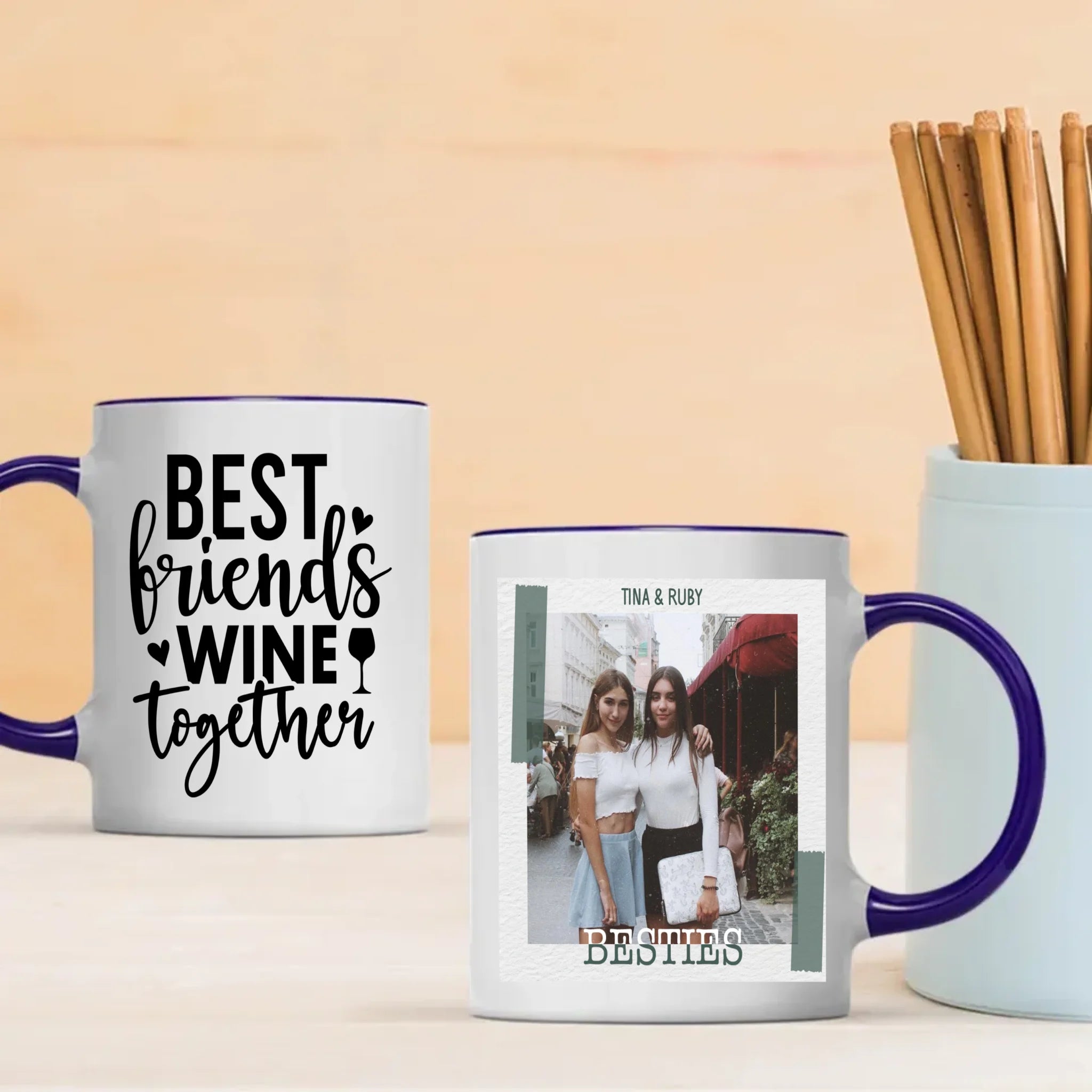 Personalized Best Friends Wine Mug – Birthday Gift for Besties - 89Prints