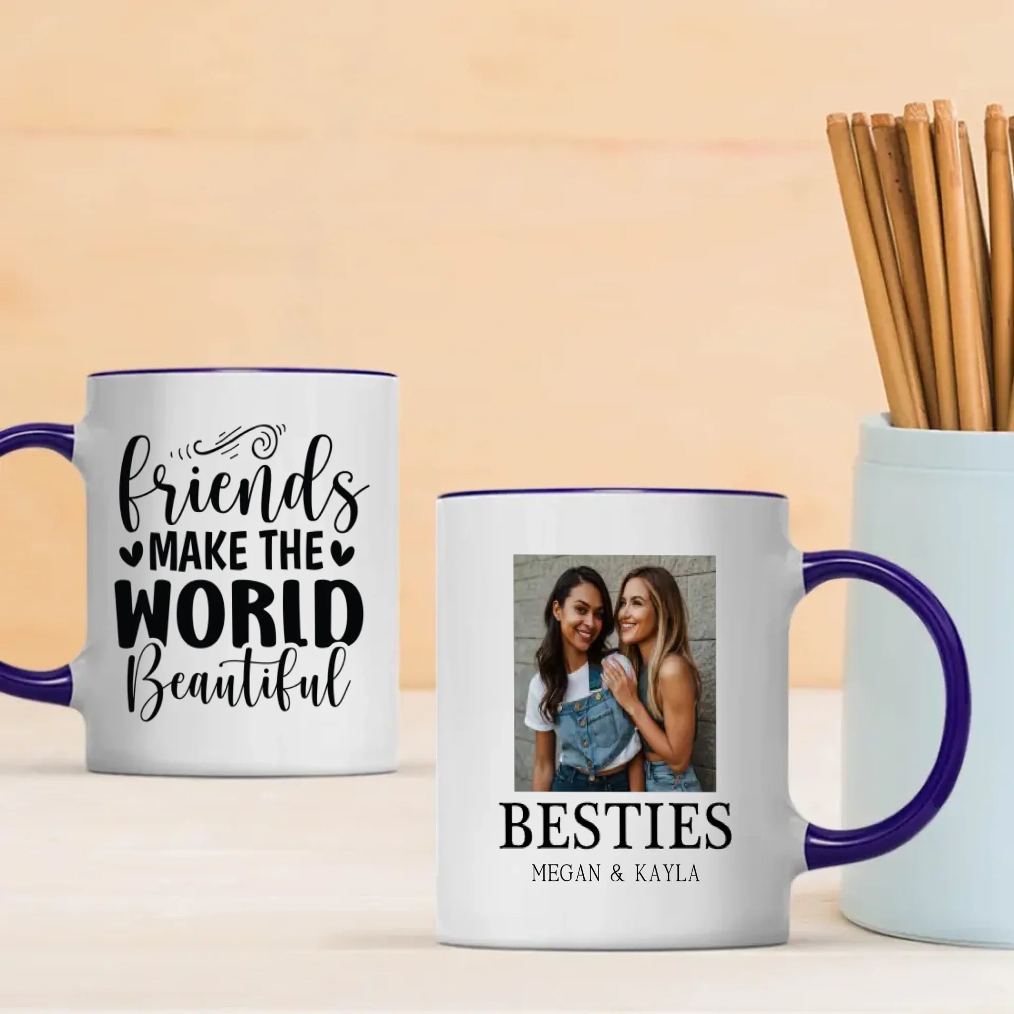 Personalized Mug Gift – Friends Make the World Beautiful - 89Prints