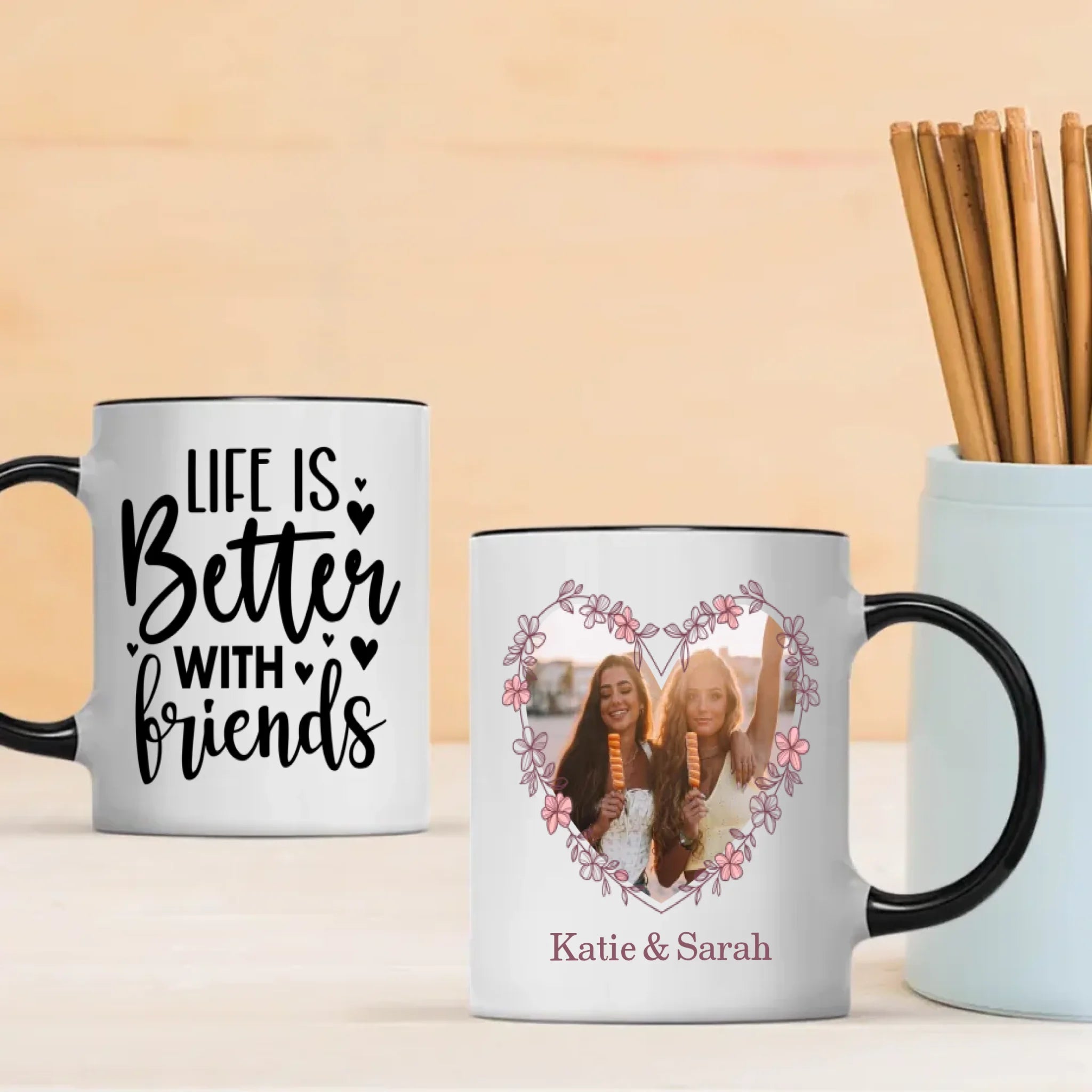 Friendship Quote Ceramic Mug – Life Is Better with Friend Cup – 89Prints