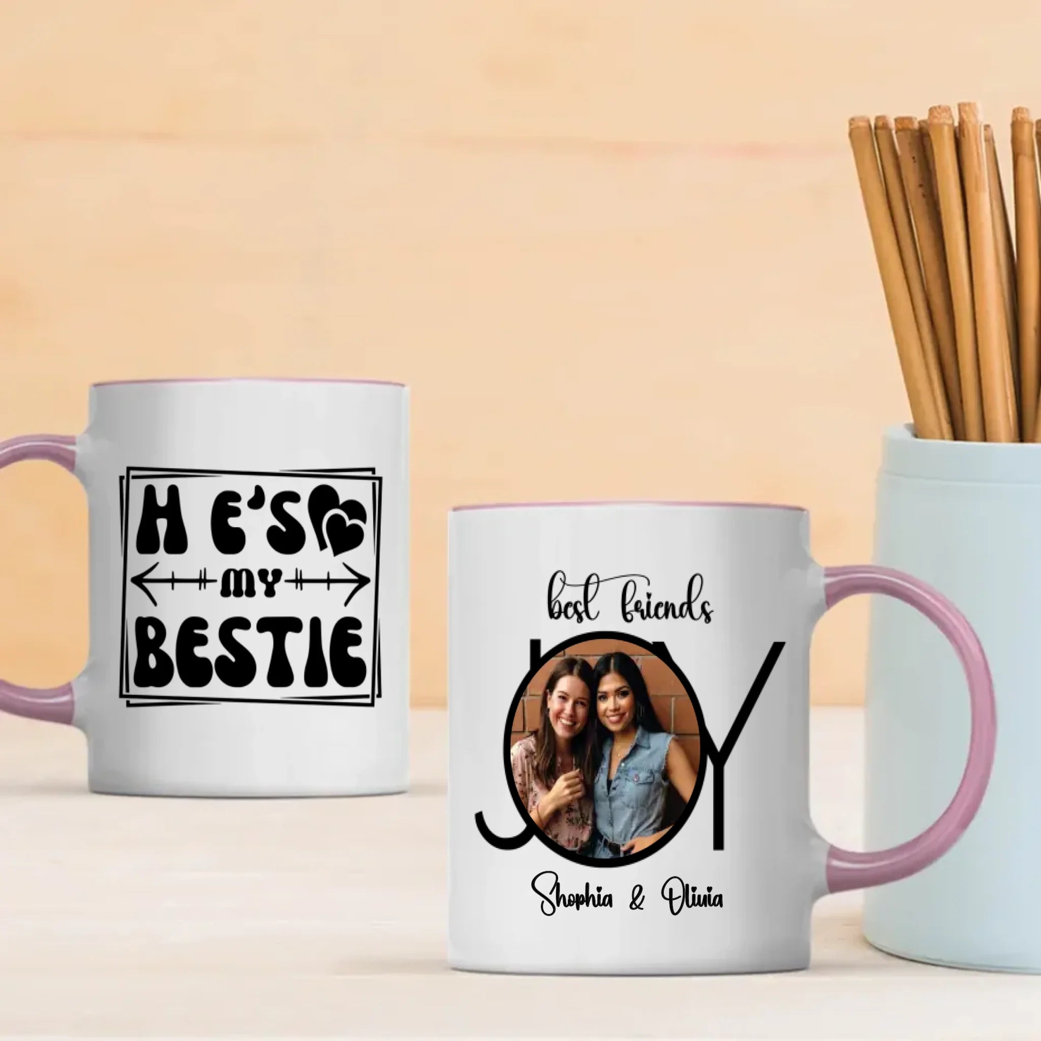 Cute Friendship Gift – He’s My Bestie Mug – 89Prints