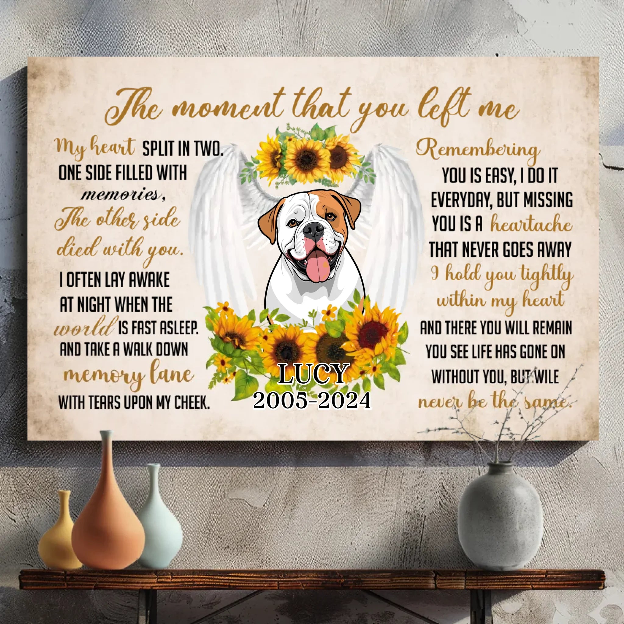 Pet Remembrance Canvas - TemplateThe Moment You Left Me - 89Prints