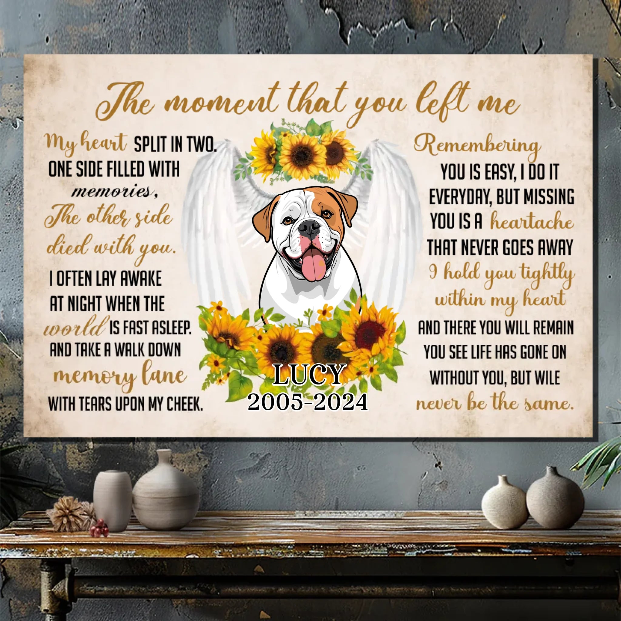Pet Remembrance Canvas - TemplateThe Moment You Left Me - 89Prints