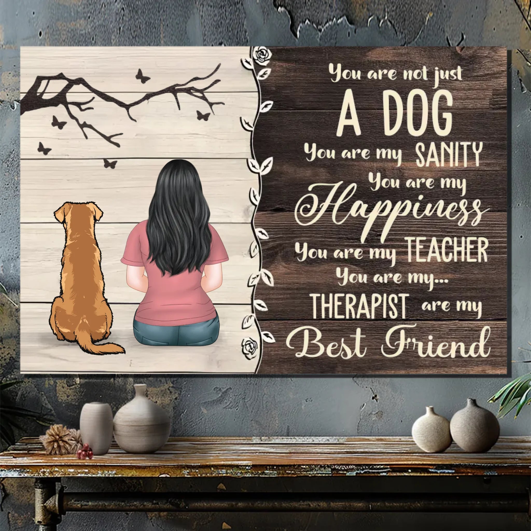 Custom Dog Lover Canvas | Personalized Pet & Owner Wall Art - 89Prints