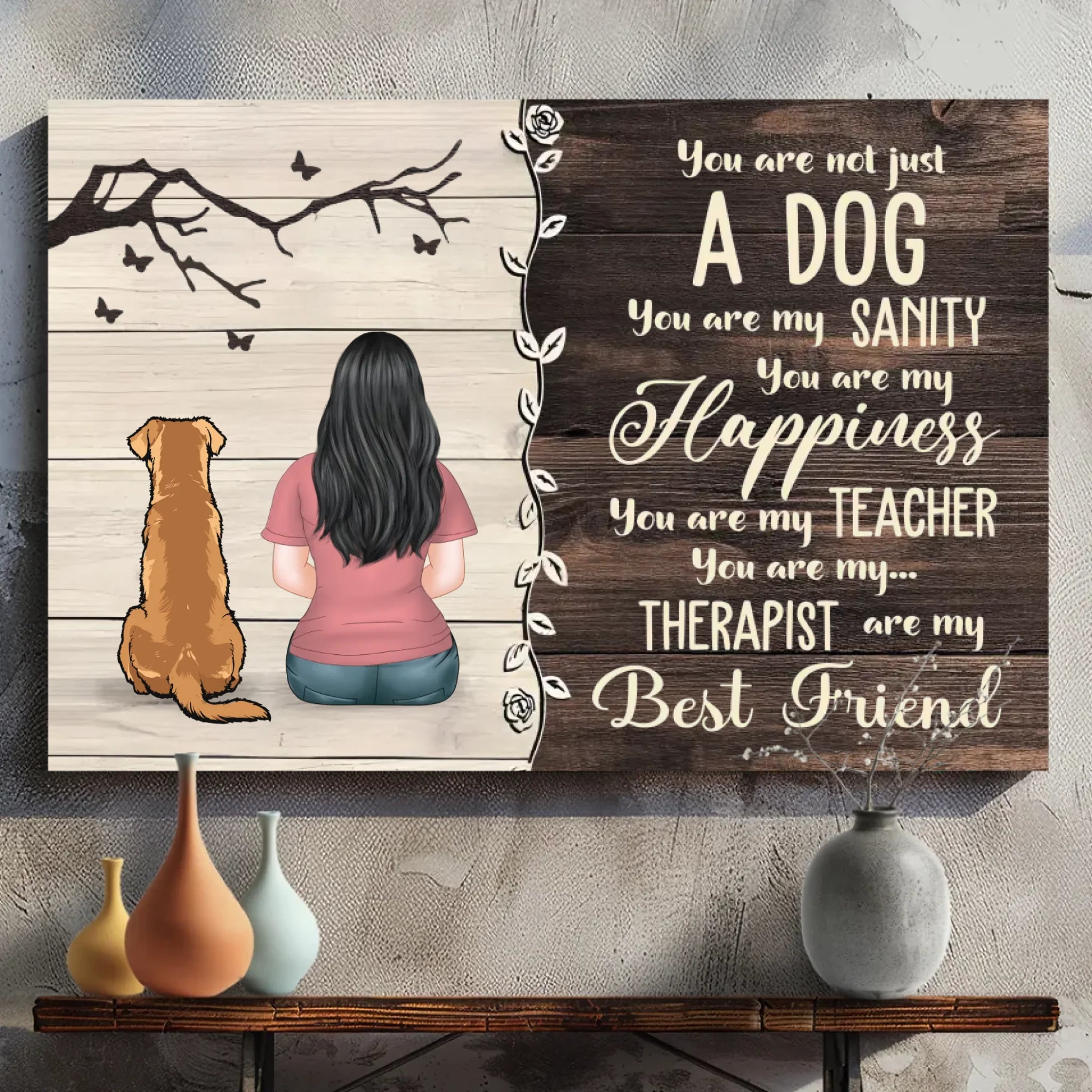Custom Dog Lover Canvas | Personalized Pet & Owner Wall Art - 89Prints