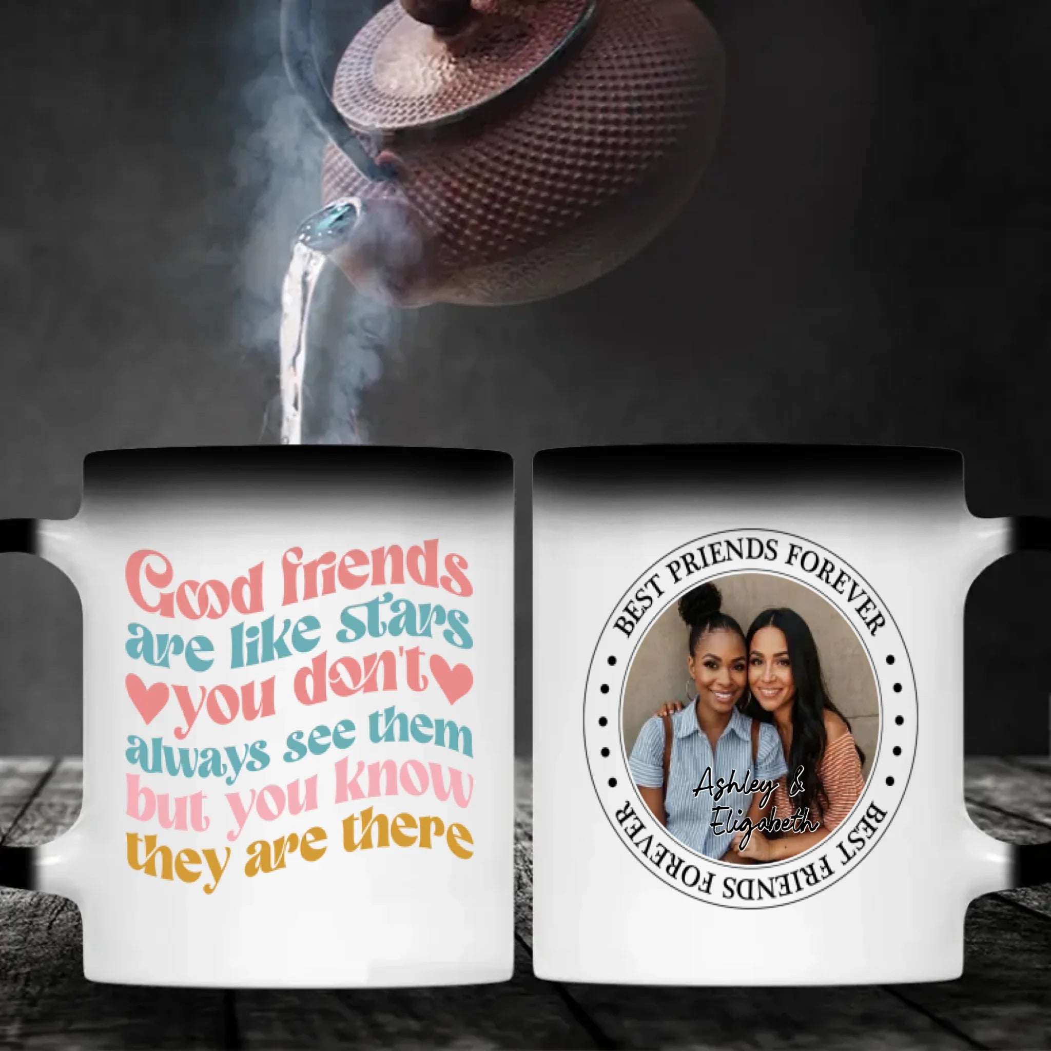 Minimalist Best Friends Magic Mug – Personalized Heat Reveal Cup - 89Prints