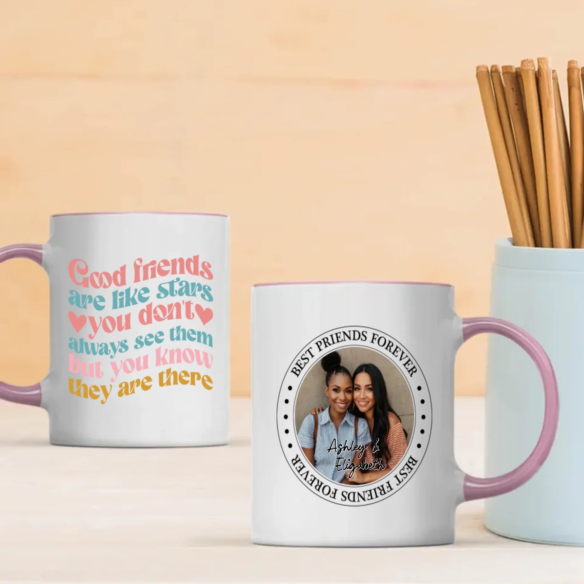 Minimalist Best Friends Magic Mug – Personalized Heat Reveal Cup - 89Prints