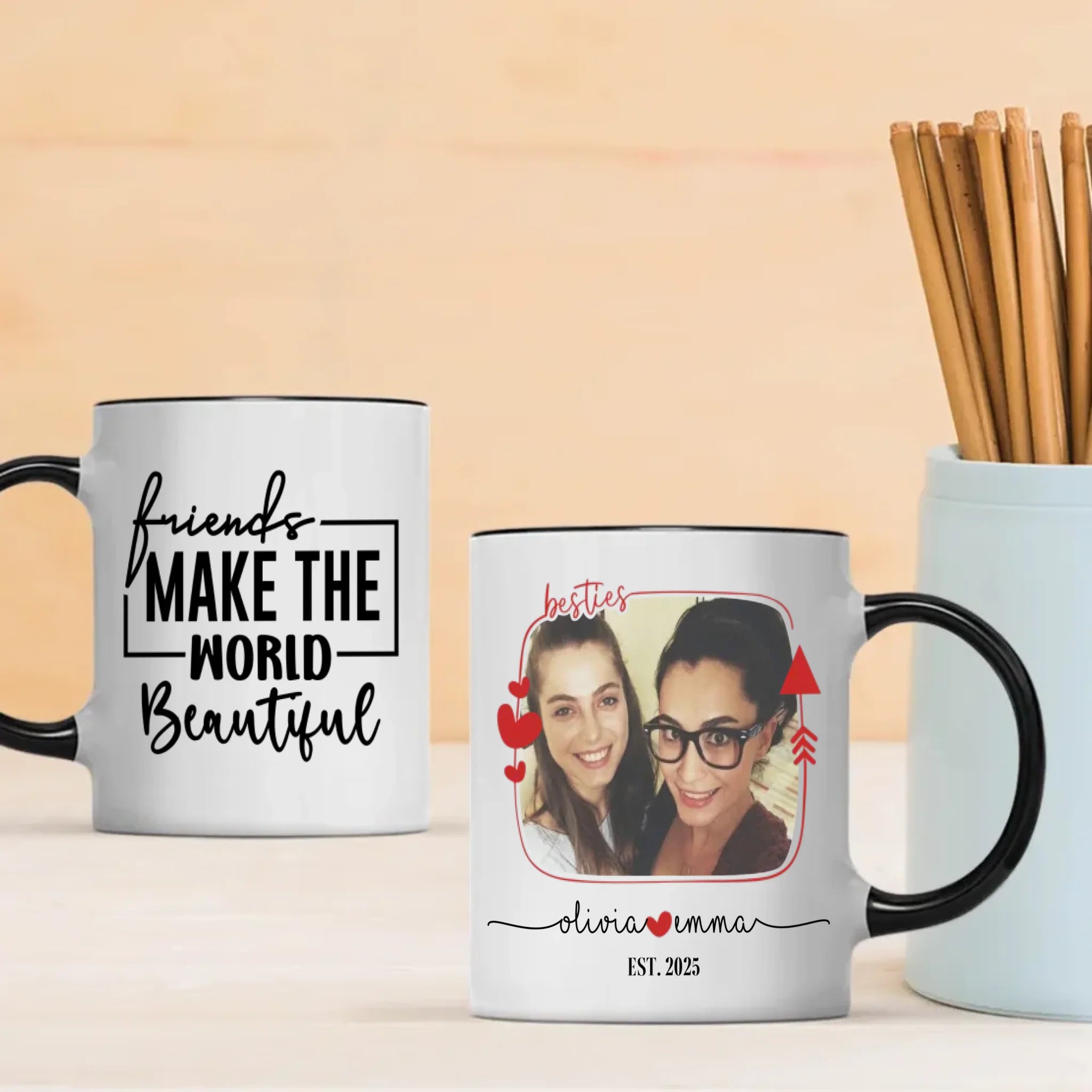 Personalized Friendship Mug – Because Friends Make Life Beautiful - 89Prints