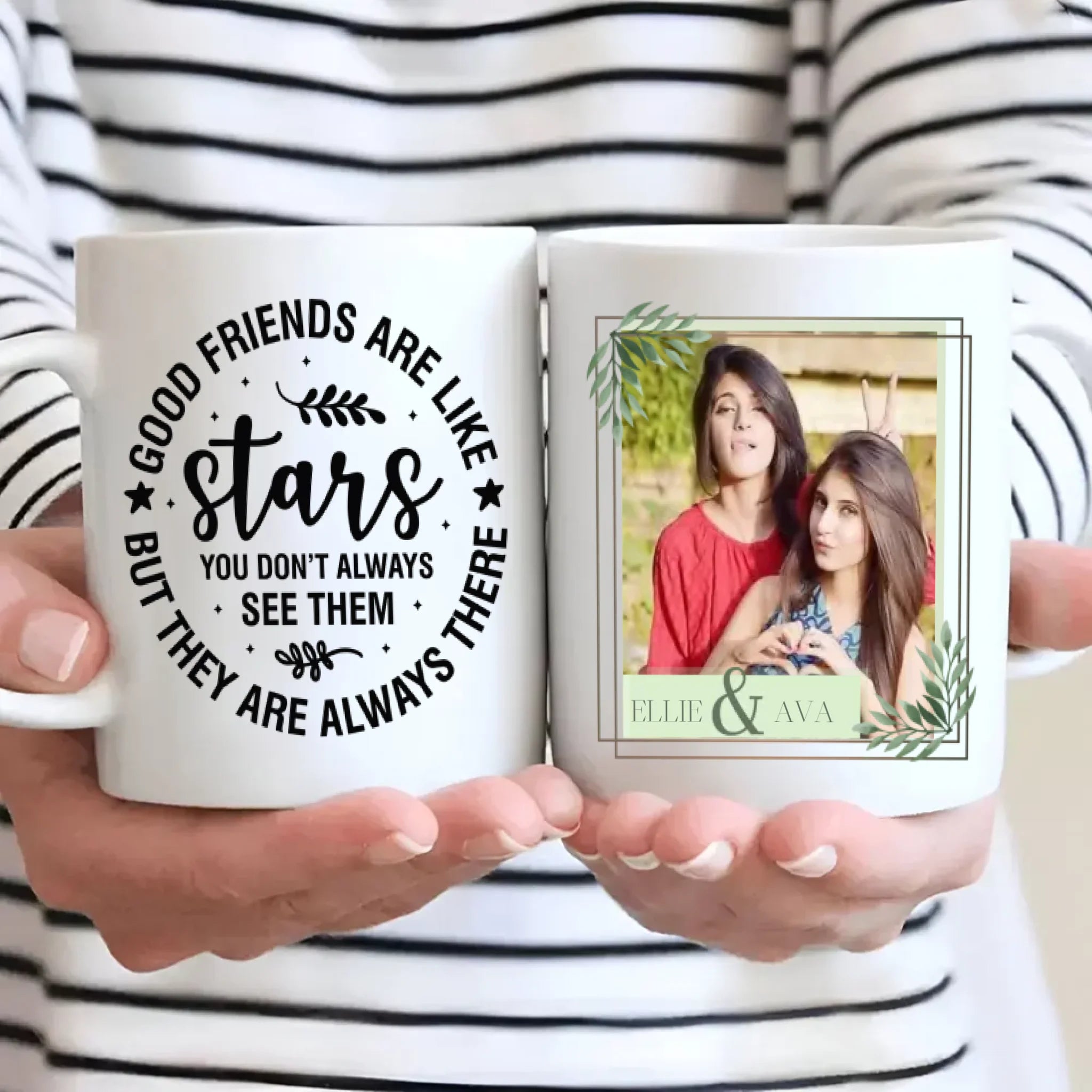 Good Friends Are Like Stars Mug – Personalized Friendship Gift with Photo & Name - 89Prints
