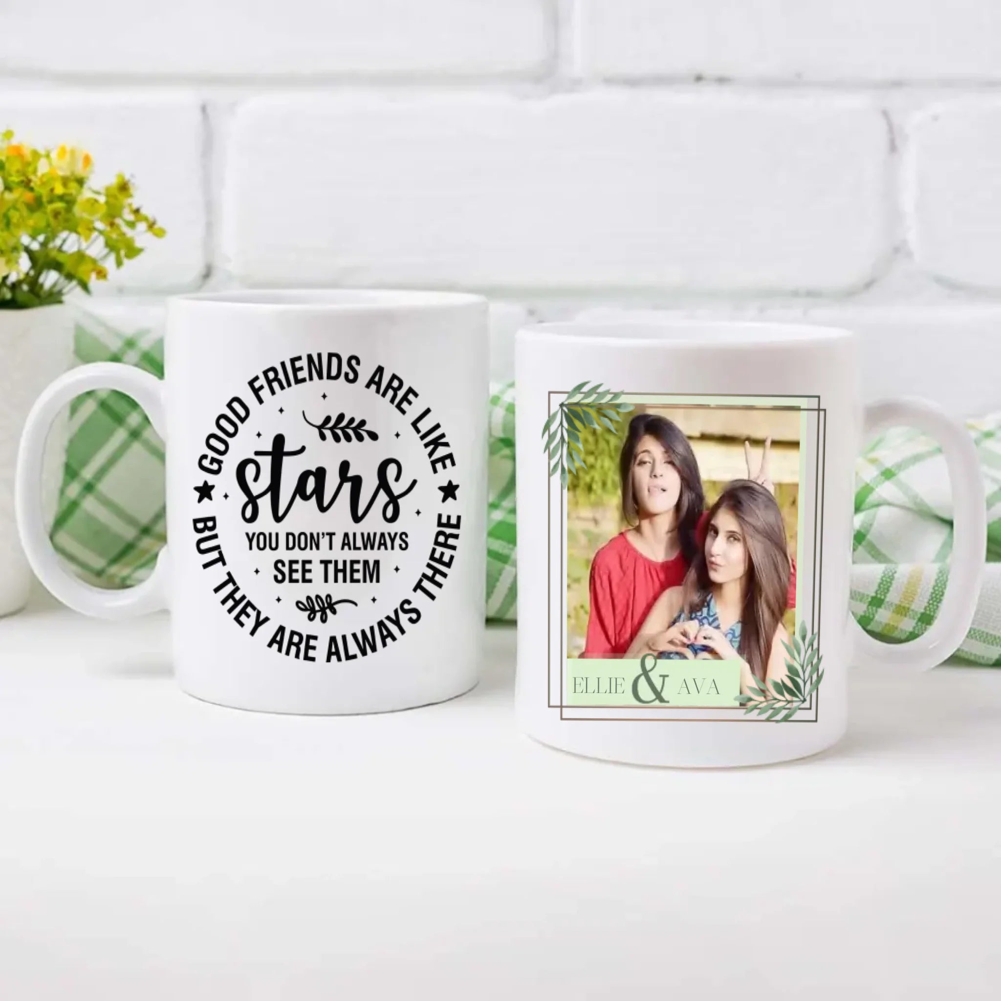 Good Friends Are Like Stars Mug – Personalized Friendship Gift with Photo & Name - 89Prints