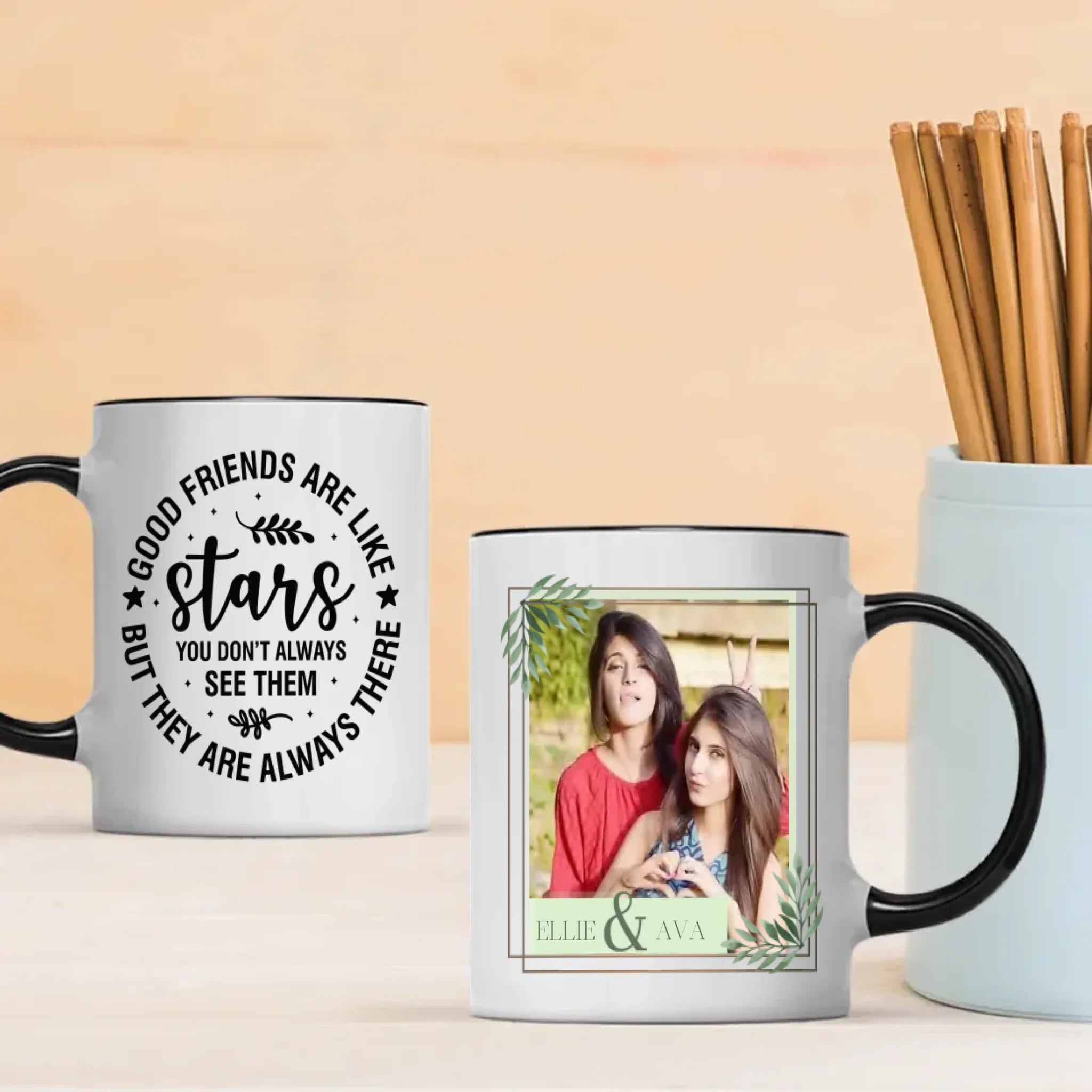 Good Friends Are Like Stars Mug – Personalized Friendship Gift with Photo & Name - 89Prints