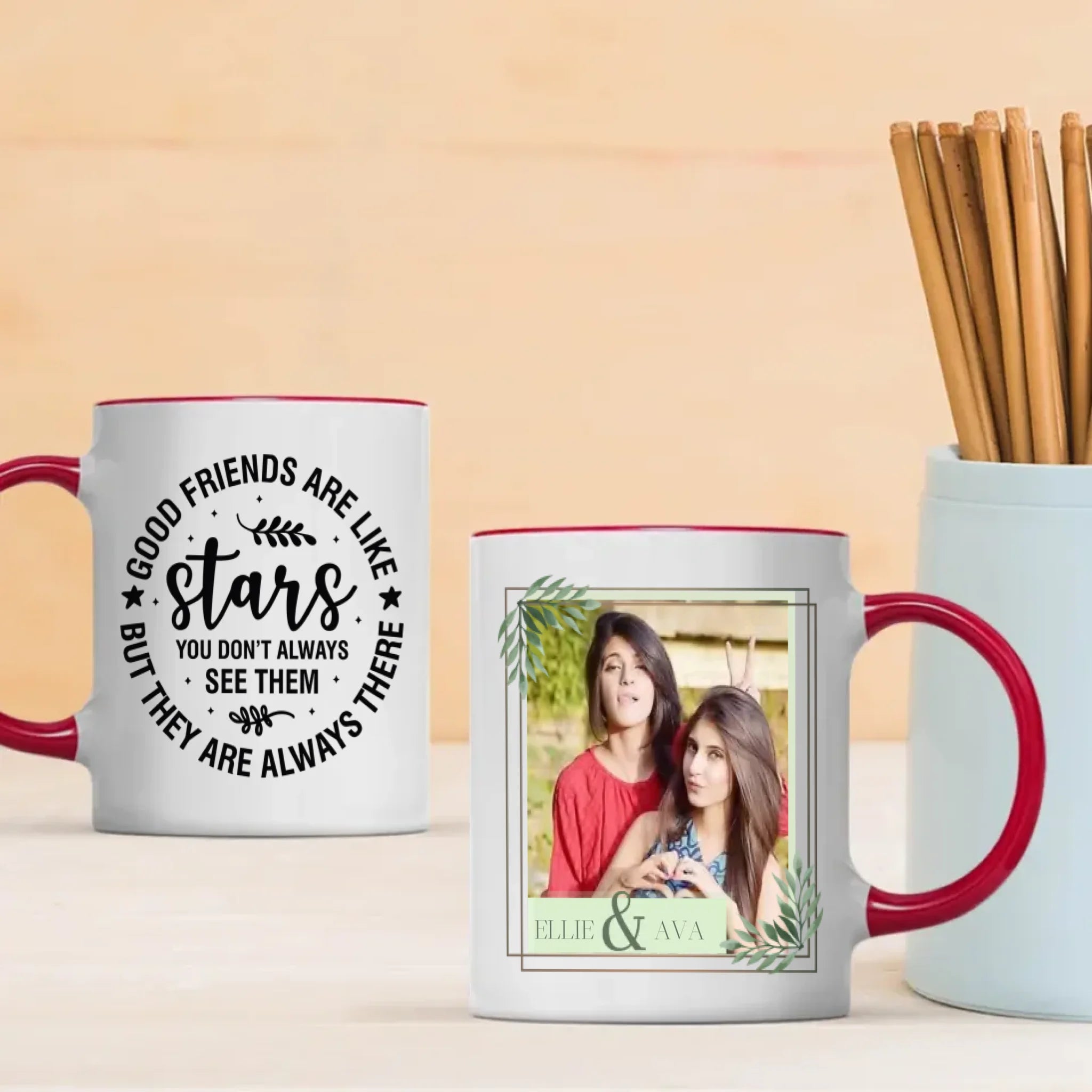 Good Friends Are Like Stars Mug – Personalized Friendship Gift with Photo & Name - 89Prints