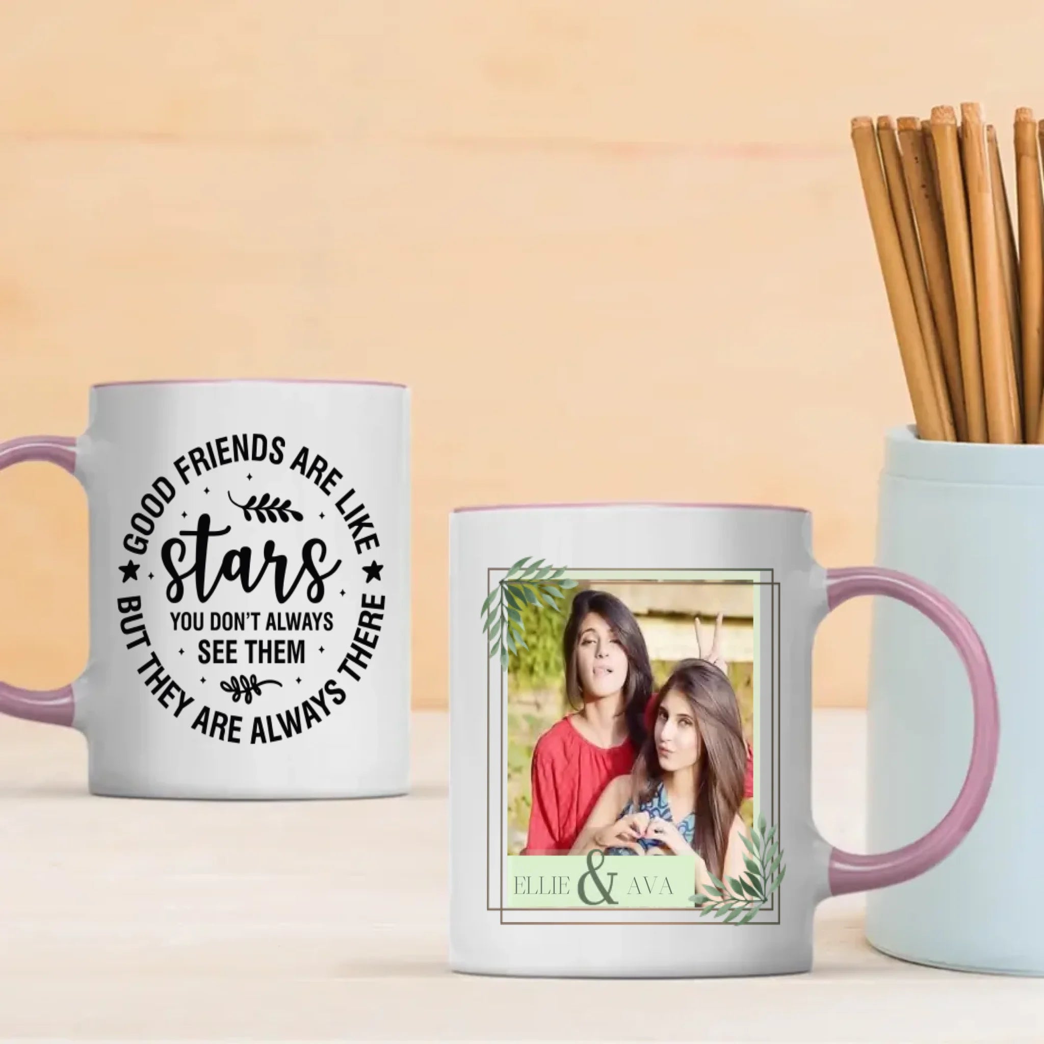 Good Friends Are Like Stars Mug – Personalized Friendship Gift with Photo & Name - 89Prints