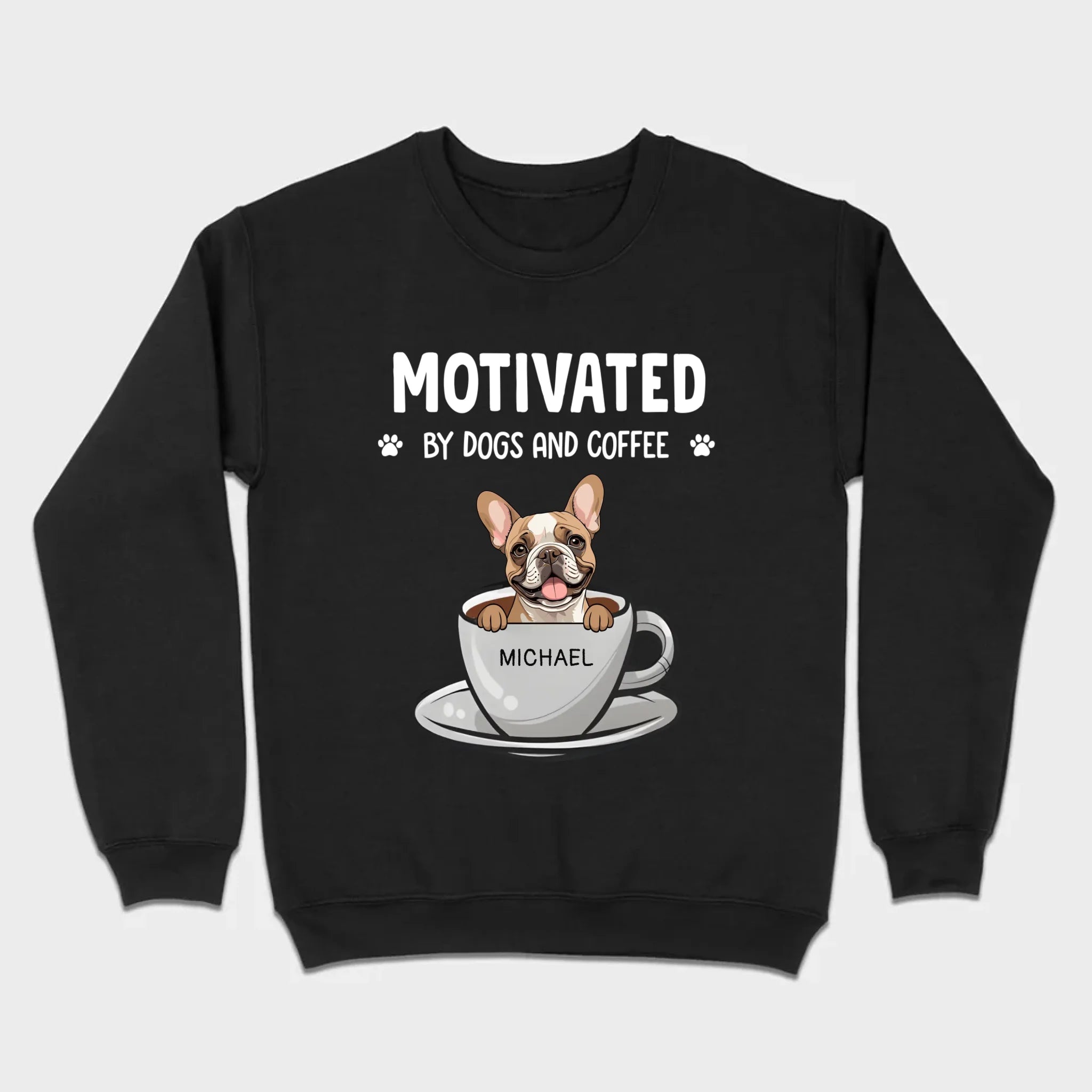 89Prints Custom Dog T-Shirt – 'Motivated by Dogs and Coffee' Personalized for You