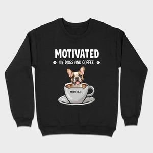 89Prints Custom Dog T-Shirt – 'Motivated by Dogs and Coffee' Personalized for You