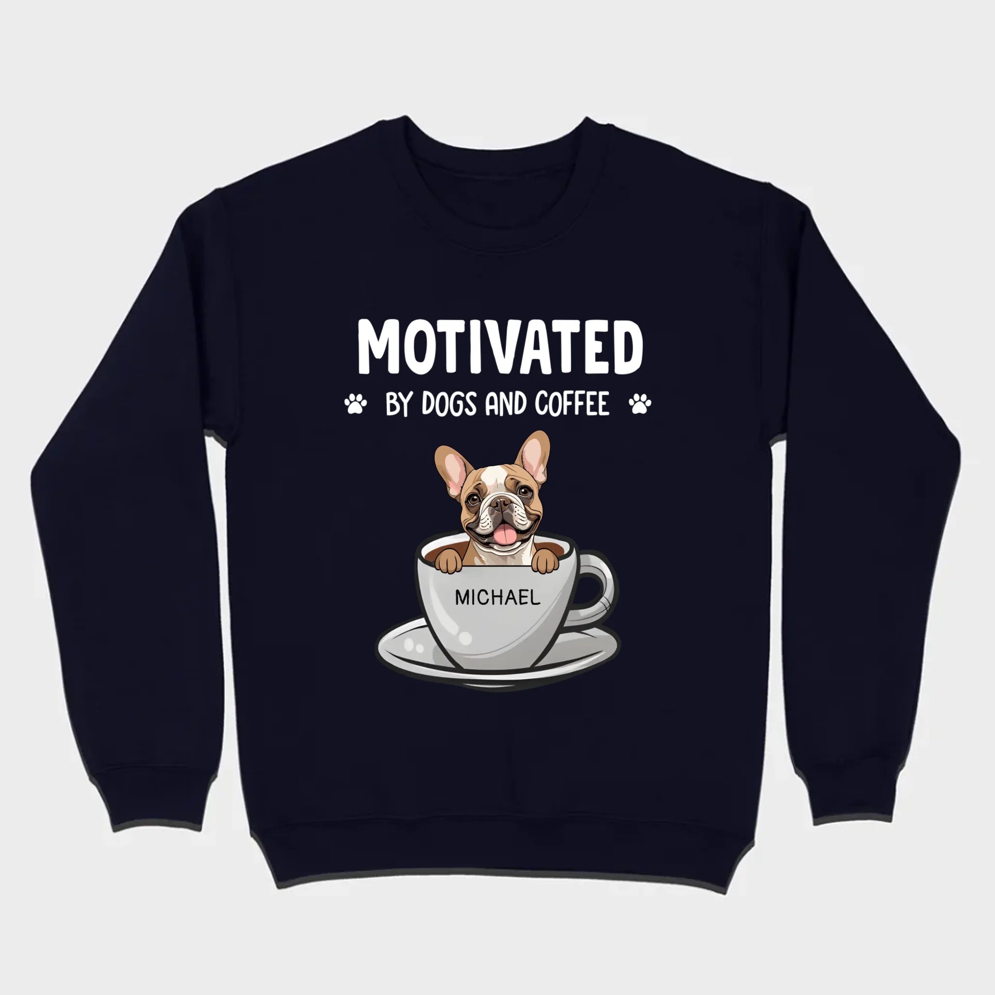 89Prints Custom Dog T-Shirt – 'Motivated by Dogs and Coffee' Personalized for You