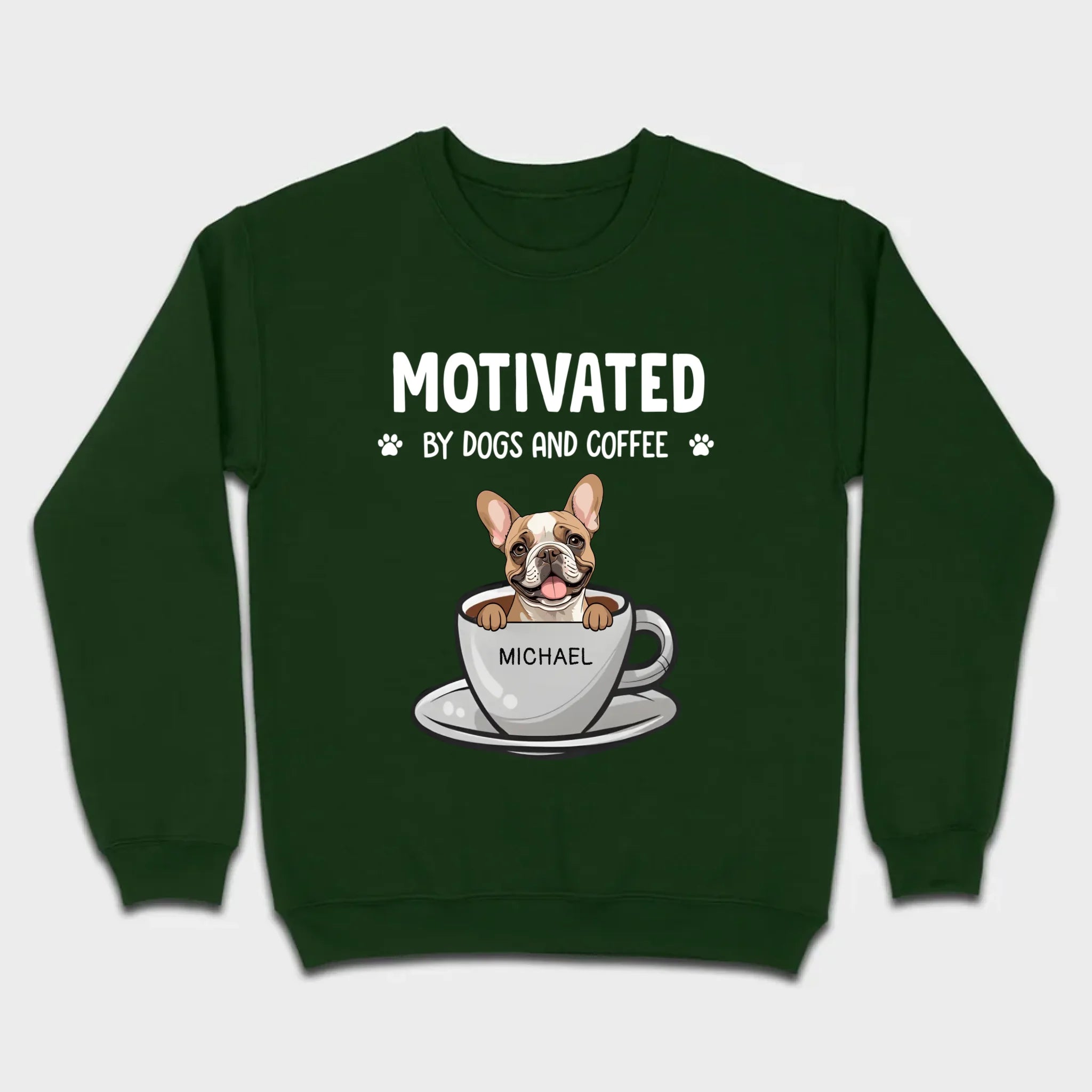 89Prints Custom Dog T-Shirt – 'Motivated by Dogs and Coffee' Personalized for You