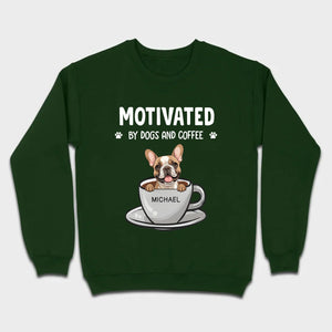 89Prints Custom Dog T-Shirt – 'Motivated by Dogs and Coffee' Personalized for You