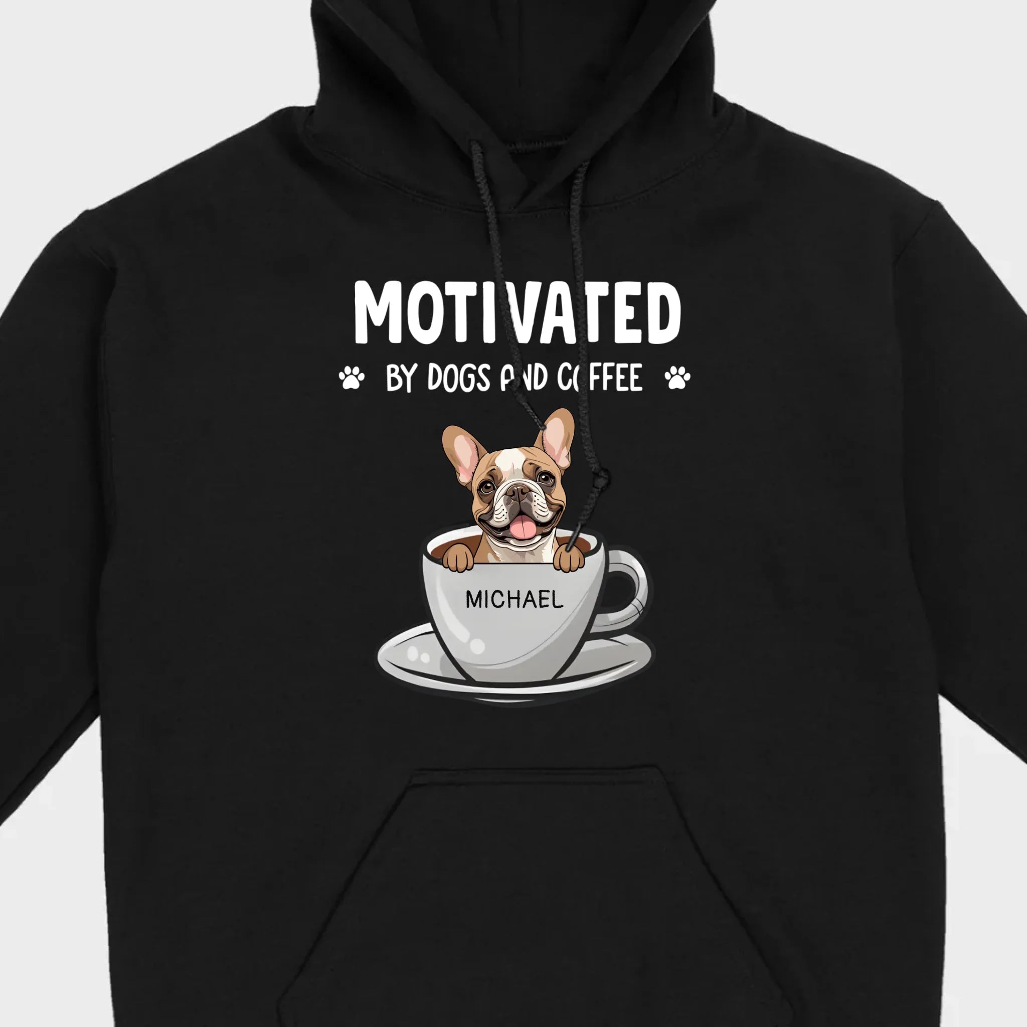 89Prints Custom Dog T-Shirt – 'Motivated by Dogs and Coffee' Personalized for You