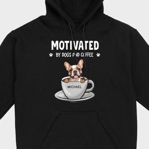 89Prints Custom Dog T-Shirt – 'Motivated by Dogs and Coffee' Personalized for You