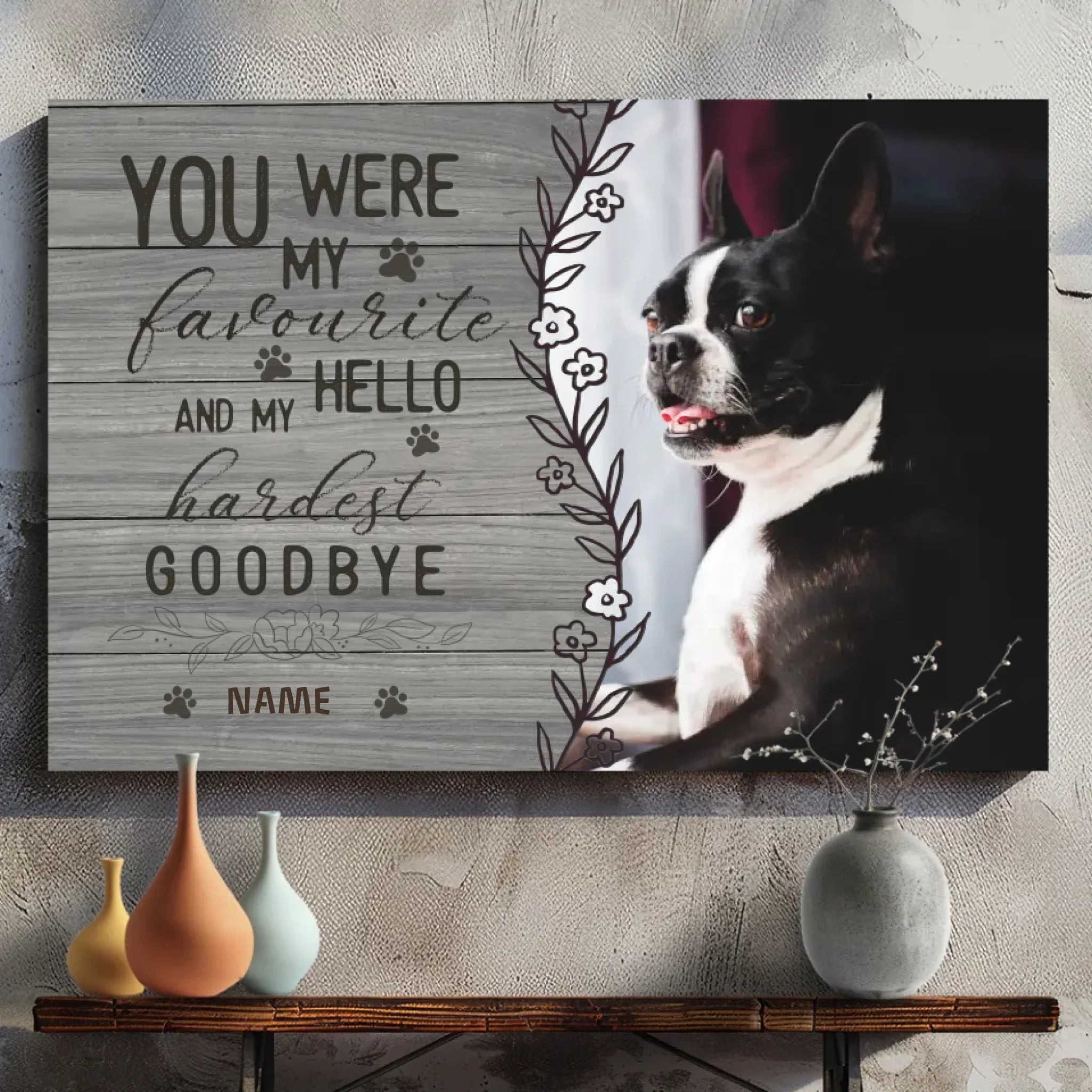 Custom Canvas with Photos and Names: The Hardest Goodbye