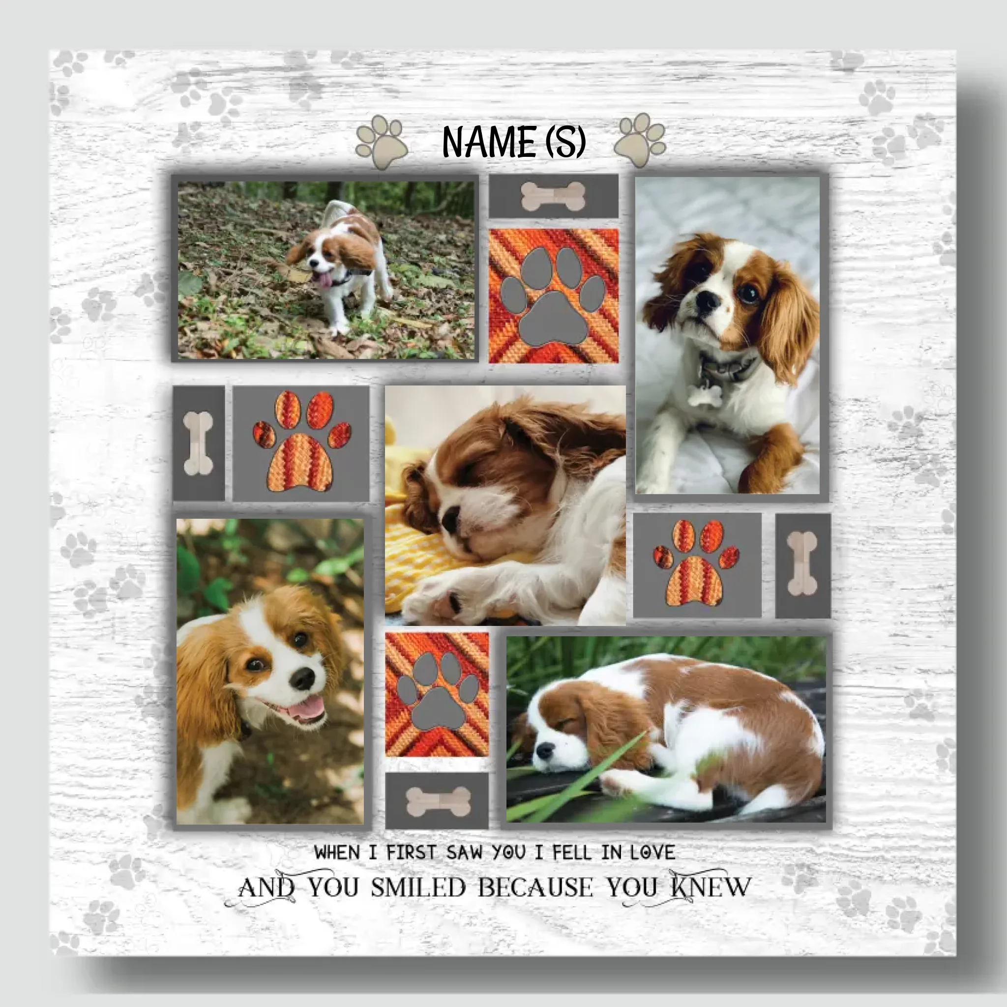 Personalized Pet Collage Canvas - 5 Photo Collage, Custom Pet Gift