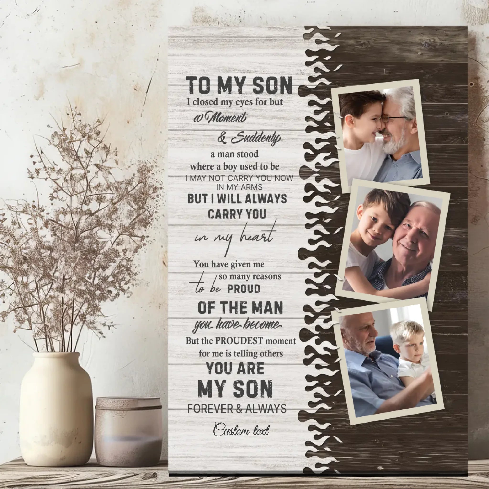 Heartwarming Custom Canvas Tribute to Your Son – Forever Proud | 89Prints