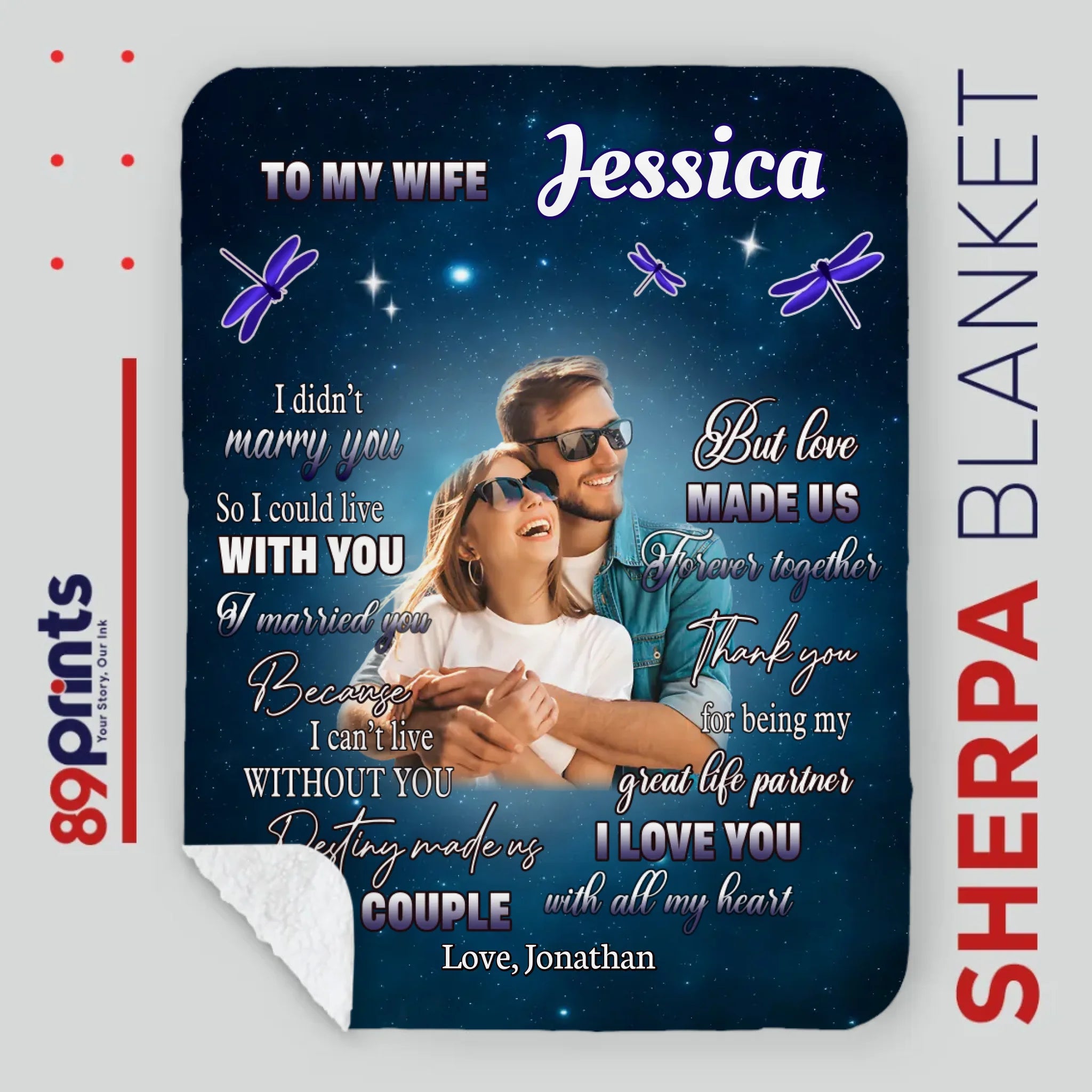 To My Beloved Wife – Personalized Blanket with Name & Message - 89Prints