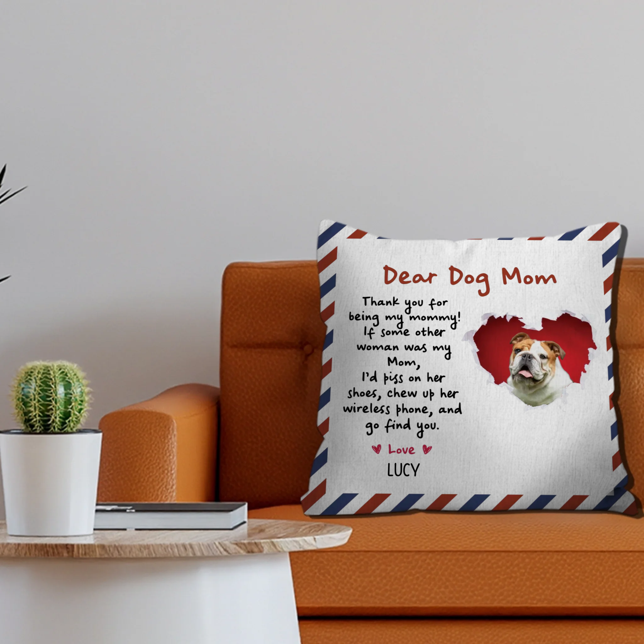 Pretty Personalized Dog Pillow – “Dear Dog Mom” Design - 89Prints
