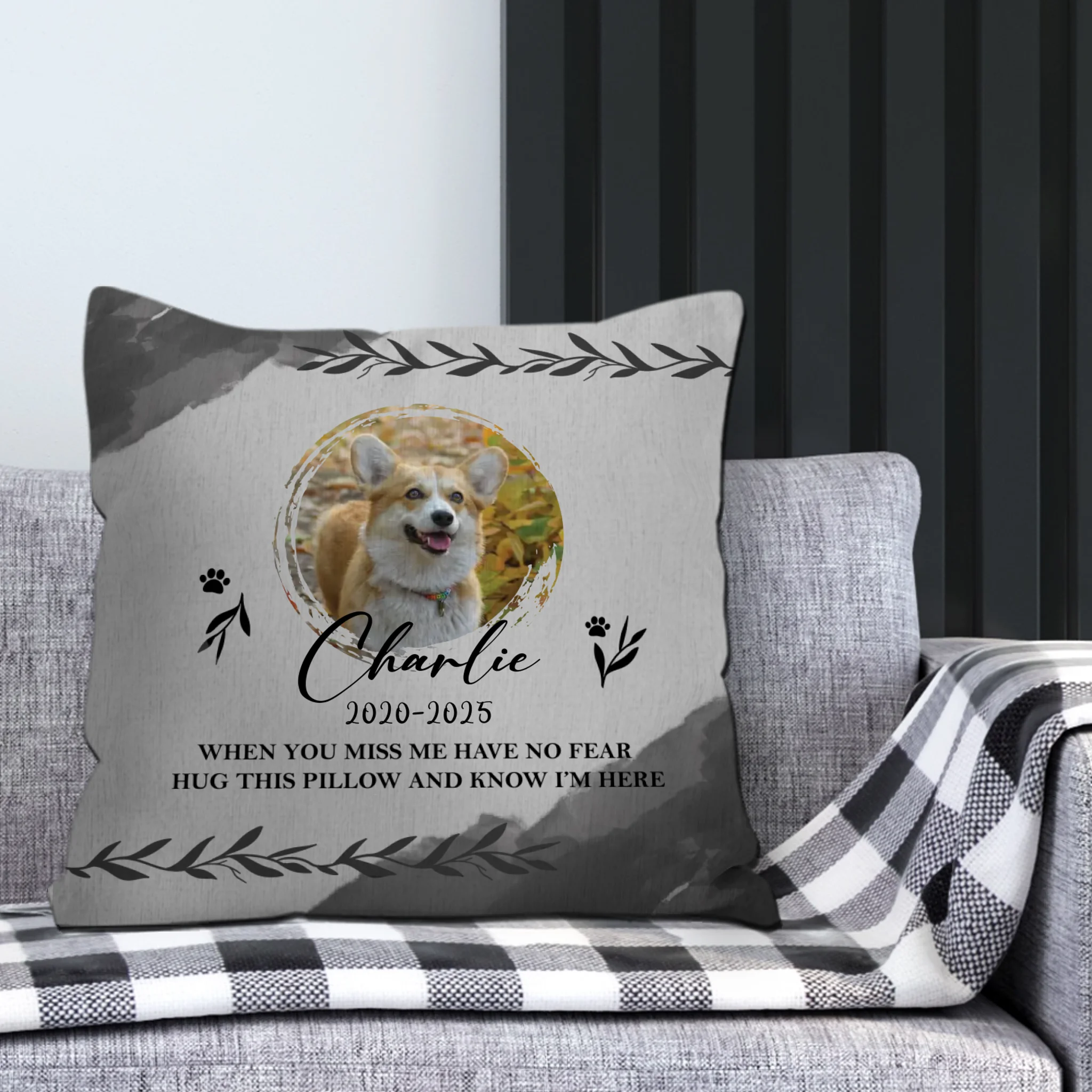 Personalized Pet Memorial Pillow – Custom Dog Photo & Name - 89Prints